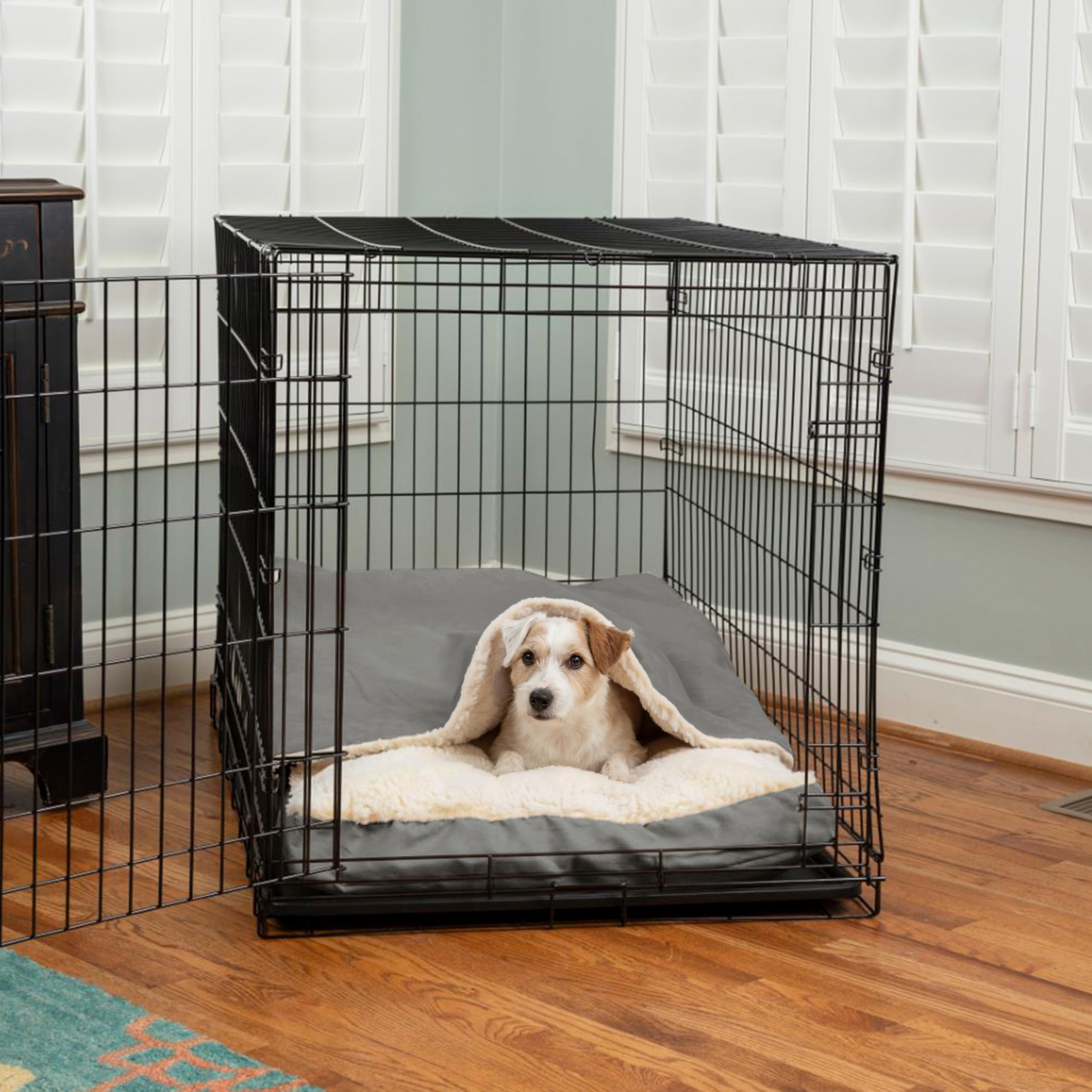 Snoozer Luxury Cozy Cave Crate Pet Bed With Microsuede, Large - Anthracite
