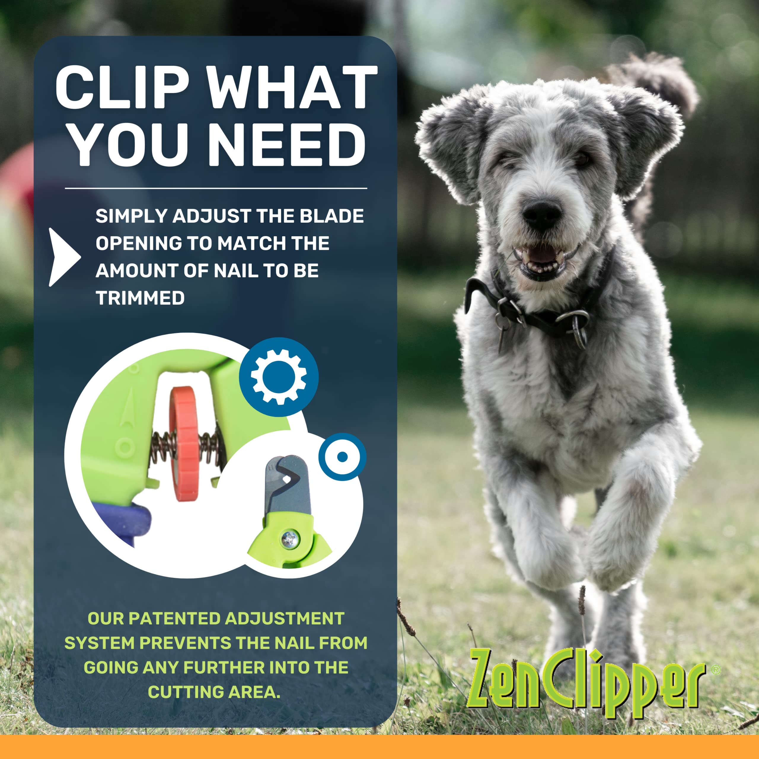 Zen Clipper Precise Safer Pet Nail Trimmer - Fully Adjustable Pet Claw Clipper For Dogs And Cats - Trims Only The Amount Of Nail