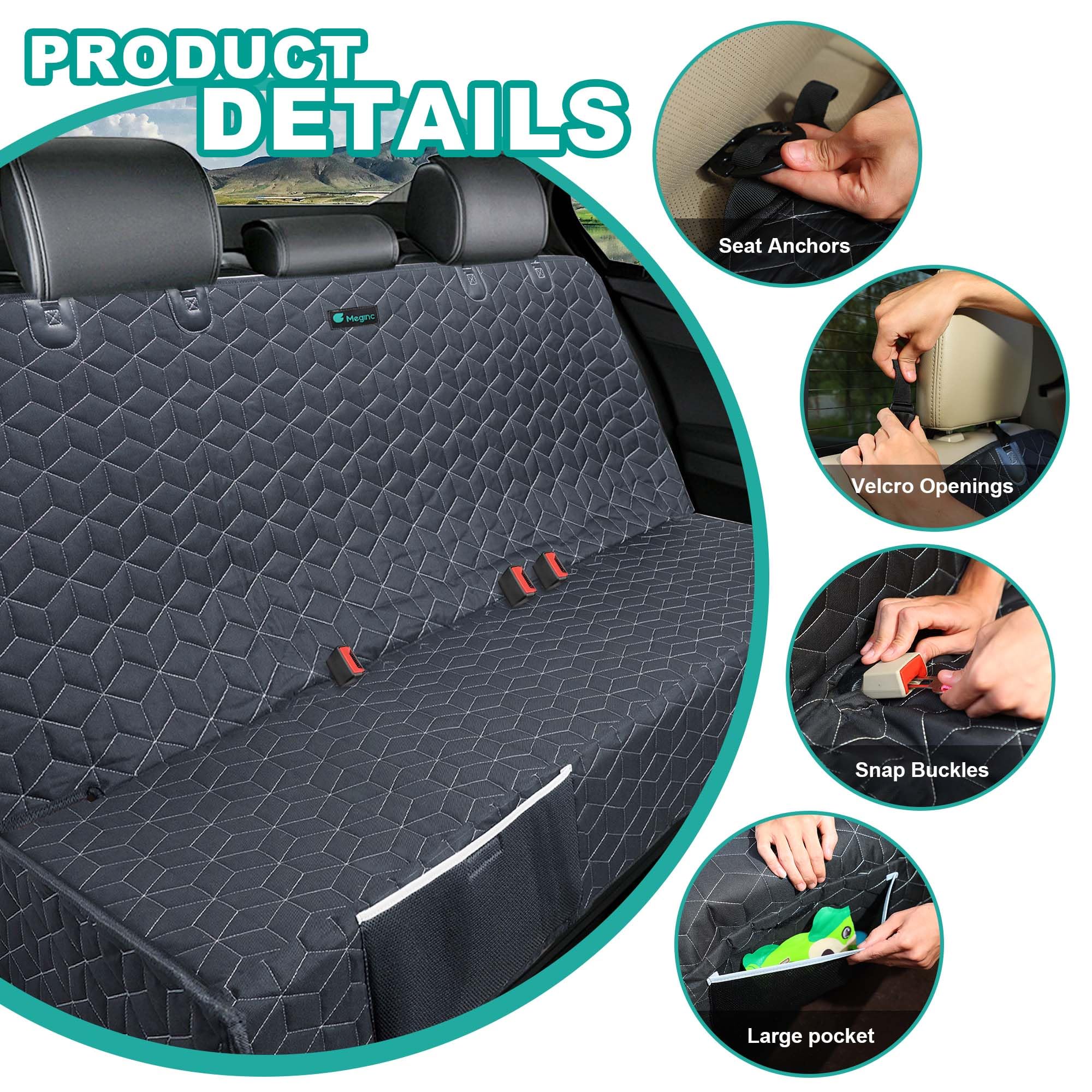 Dog Car Seat Cover For Back Seat, Waterproof Pet Bench Seat Covers For Trucks Ford F-Series/Chevrolet Silverado/Ram/Gmc Sierra 6