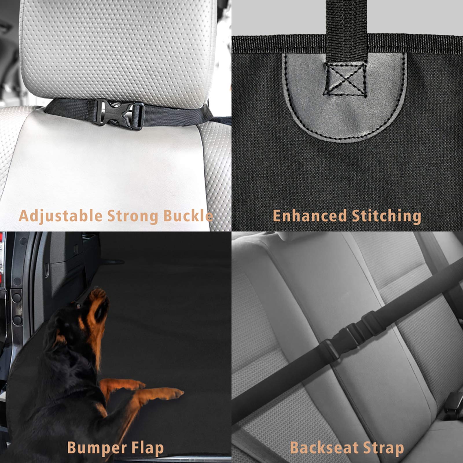 F-Color Suv Cargo Liner For Dogs - Waterproof Pet Cargo Liner, Comfort Dog Cargo Cover With Bumper Flap Protector, Scrachproof L