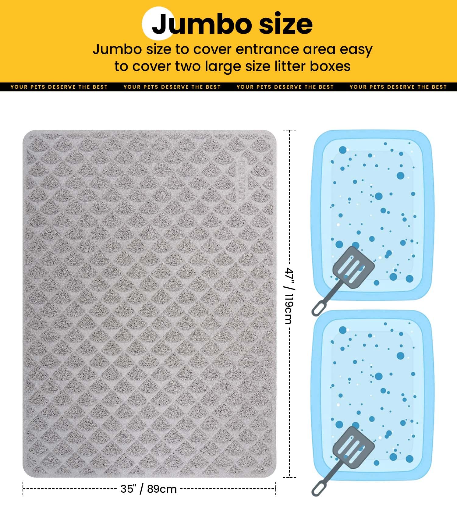 Conlun Cat Litter Mat Litter Trapping Mat, 47    X 35    Premium Durable Pvc Cat Litter Box Mat With Scatter Control, Non-Slip,