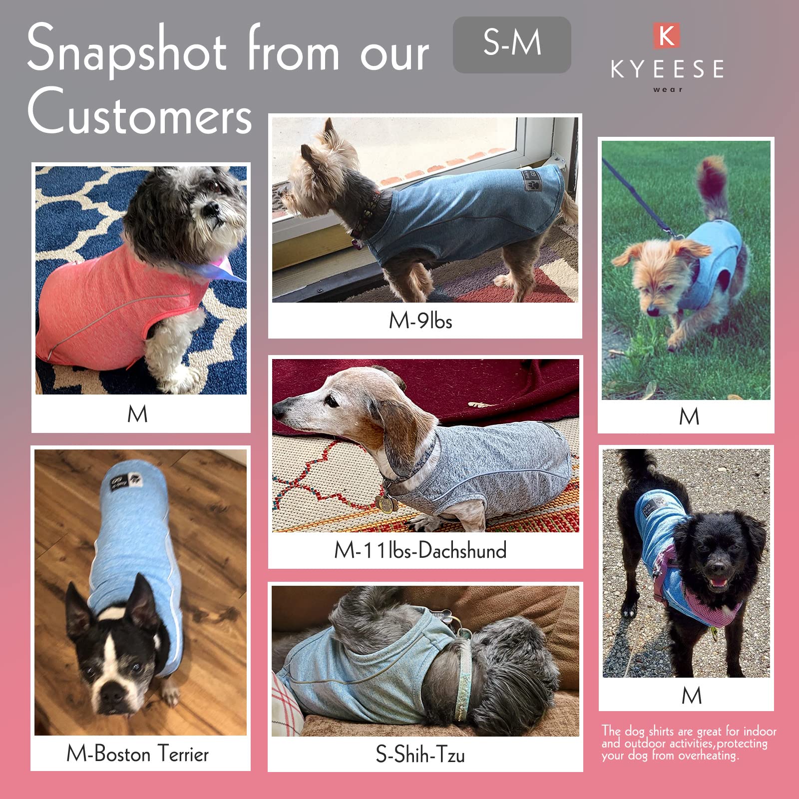 Kyeese Dog Shirts Quick Dry Reflective Lightweight Soft Sun Protection Dog T-Shirt Tank Top Breathable Sleeveless Vest Dog Tee Shirts For Small Medium Dogs