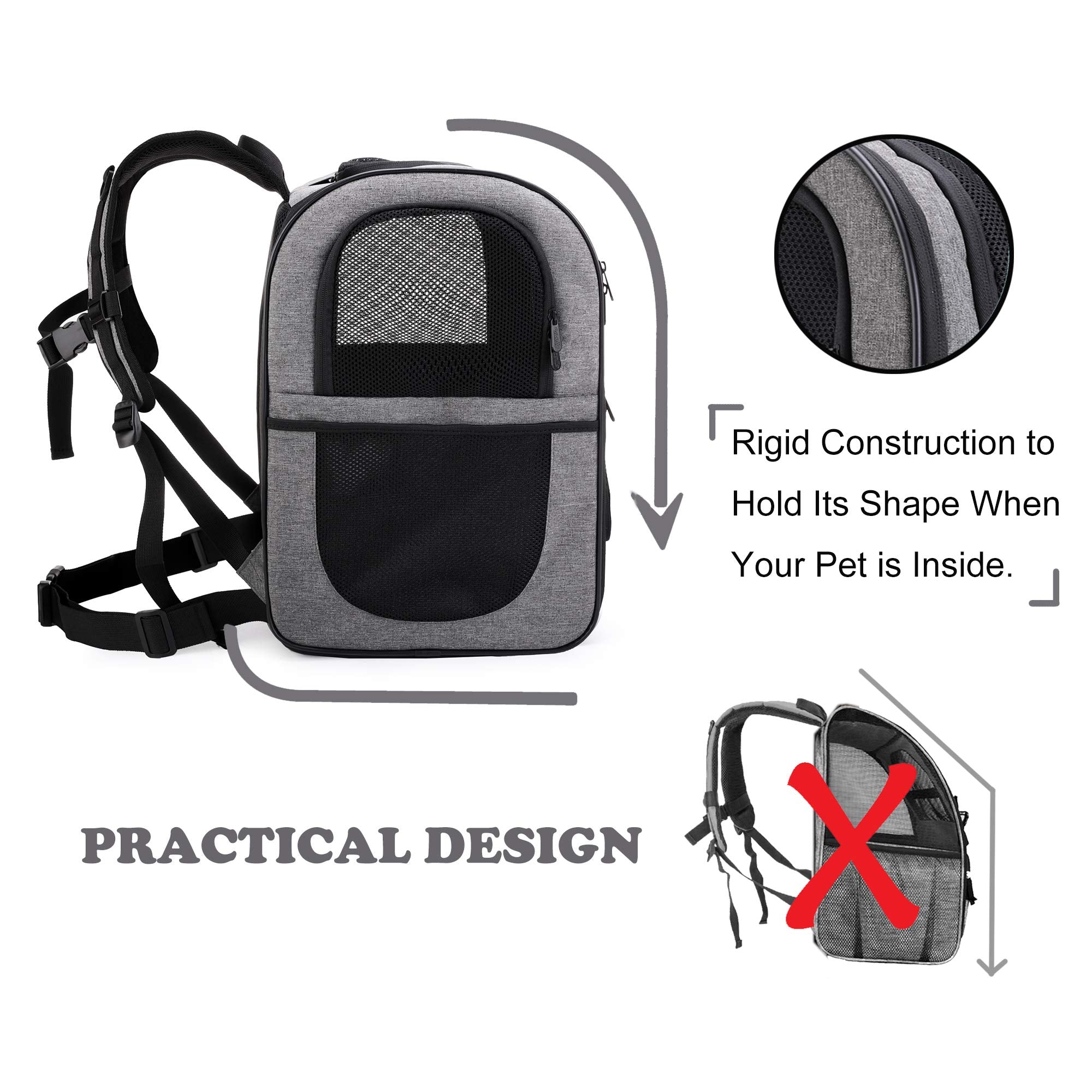 Apollo Walker Pet Carrier Backpack For Large/Small Cats And Dogs, Puppies, Safety Features And Cushion Back Support | For Travel