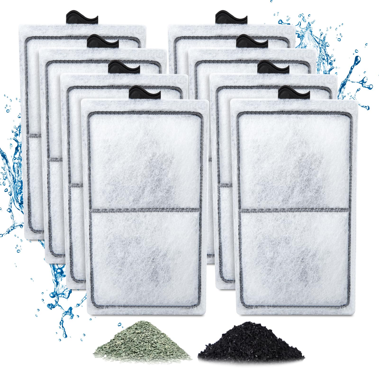 Zuqqony 8 Pack Pf-S Filter Cartridges For Silenstream Pf10 Power Filters, Remplacement Aquarium Carbon Cartridge With Zeolite