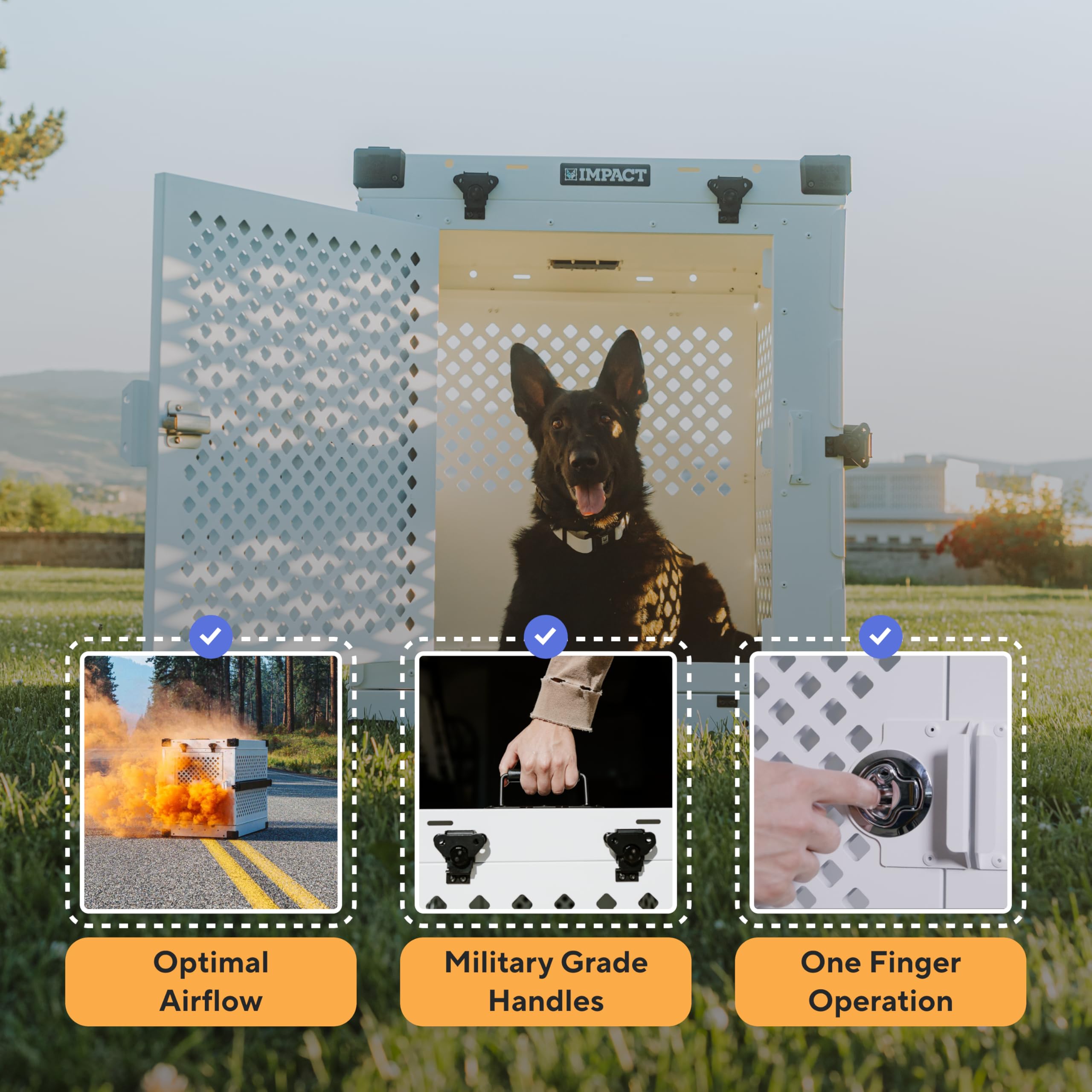 Impact Collapsible Dog Crate - Foldable Hard Crate For Xxl Dogs - Heavy Duty Travel Kennel With Powder-Coated Aluminum - Quick S