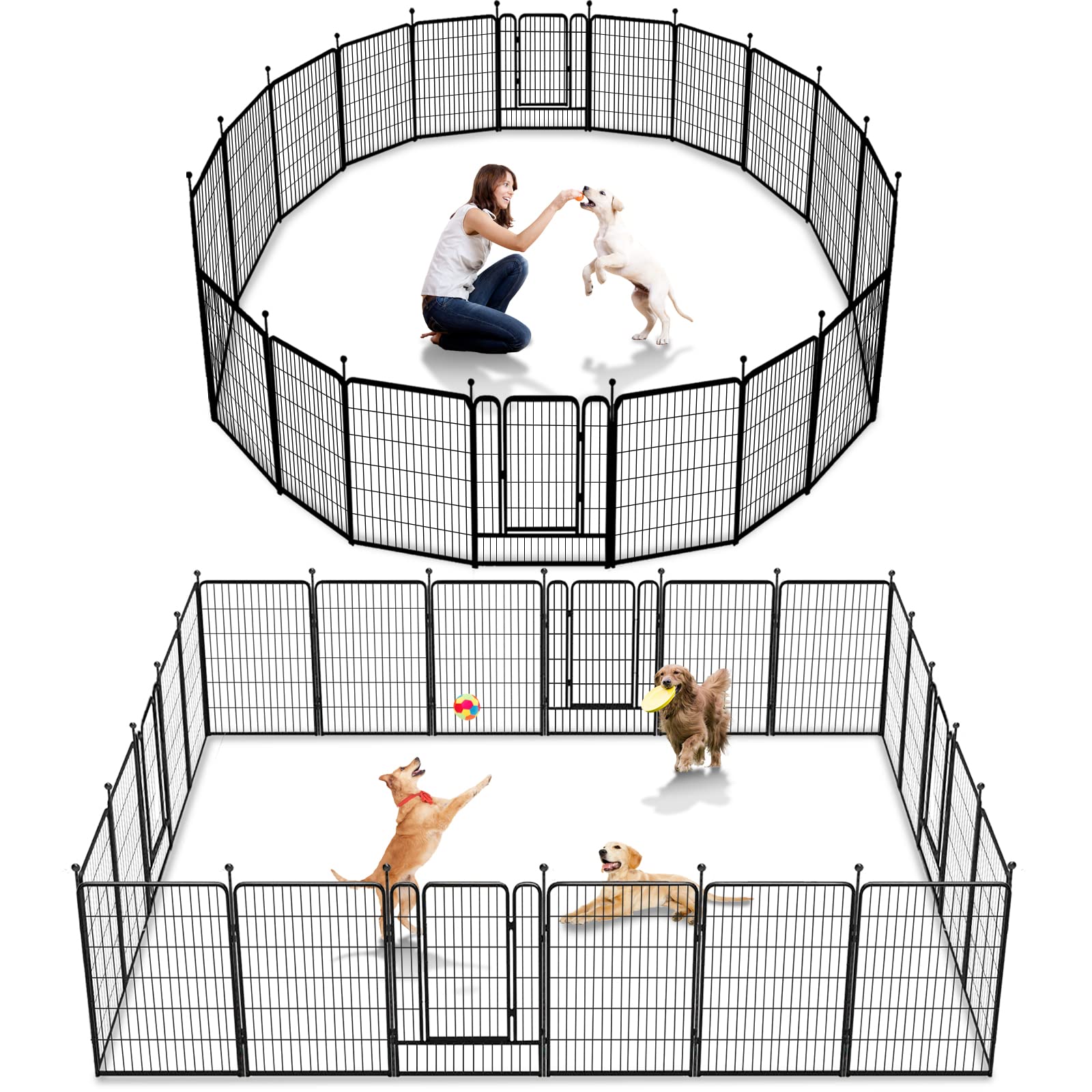 Jhsomdr Dog Playpen 40 inch 22 Panels Indoor Outdoor Dog Pen for Large/Medium/Small Dogs Heavy Duty Metal Dog Fence Outdoor for 