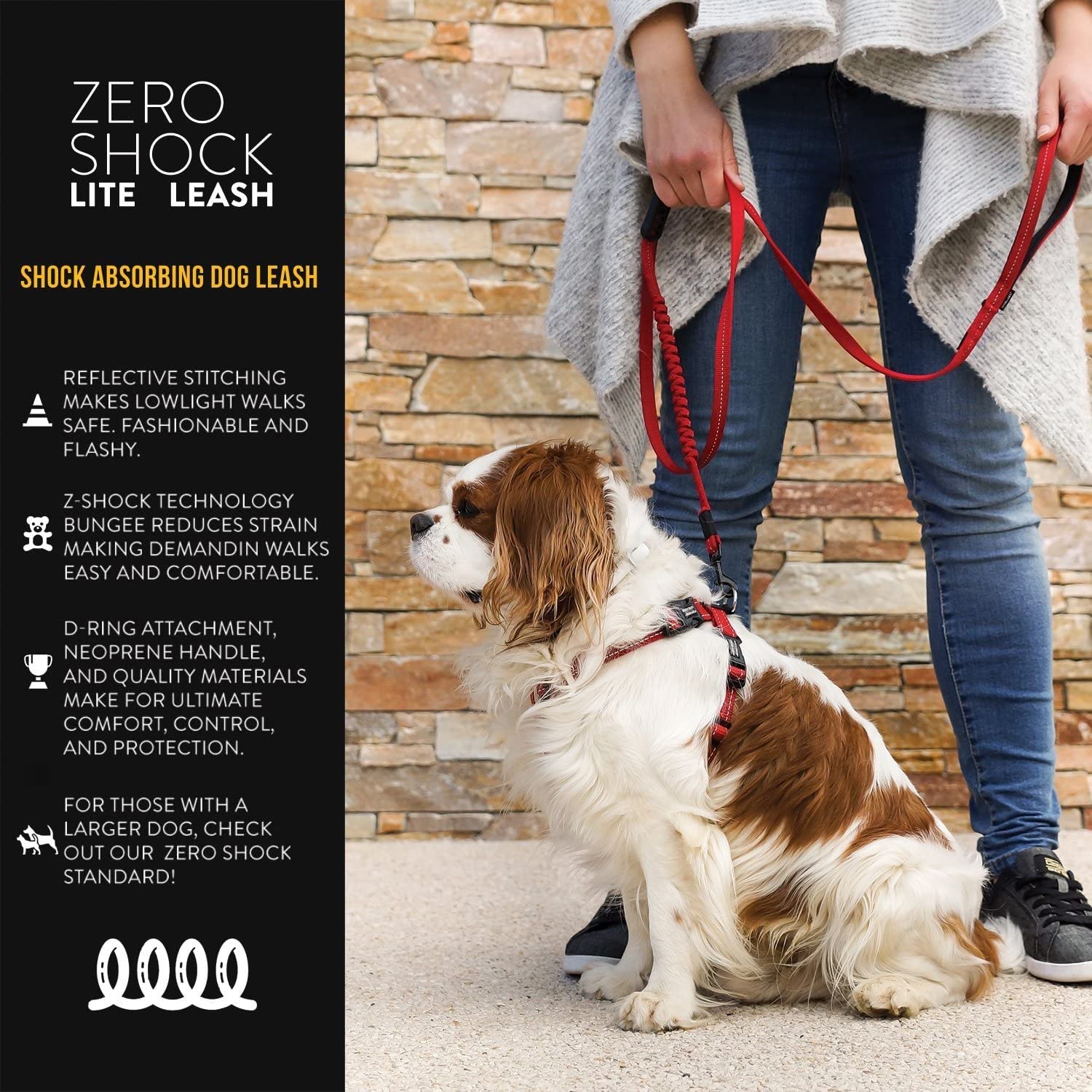 Ezydog Zero Shock Leash Lite - Best Shock Absorbing Bungee Dog Leash & Training Lead - Double Handle Reflective Leash For Traffic Control - For Walking, Jogging And Running (72, Blue)