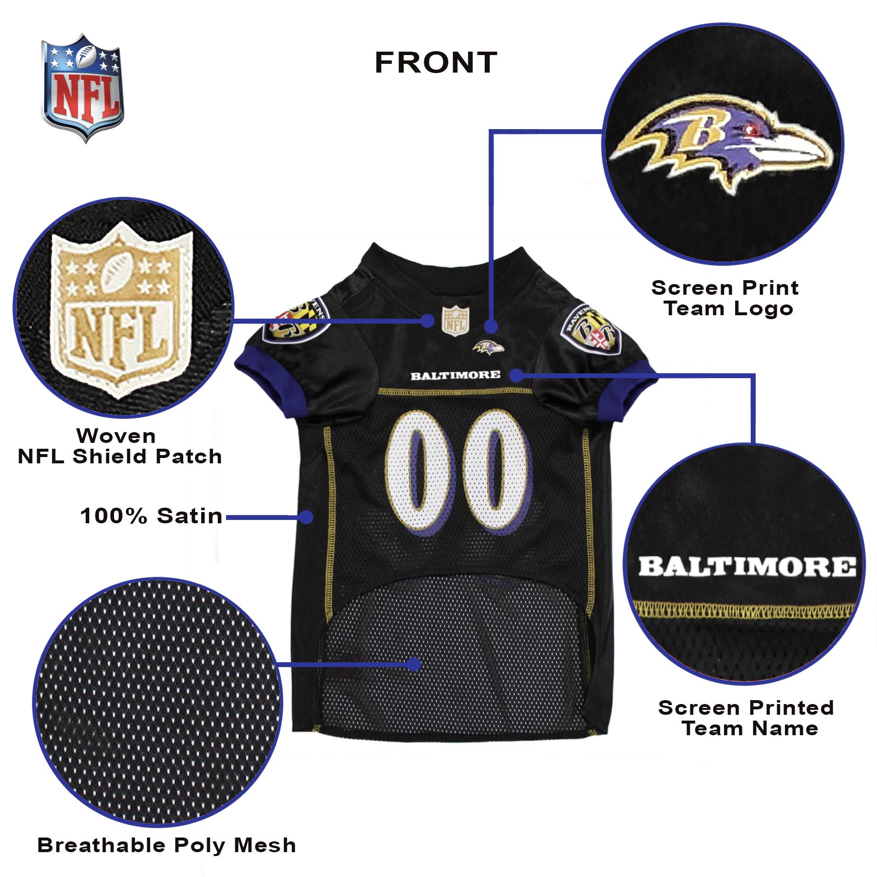 Nfl Baltimore Ravens Dog Jersey, Size: Xx-Large. Best Football Jersey Costume For Dogs & Cats. Licensed Jersey Shirt.