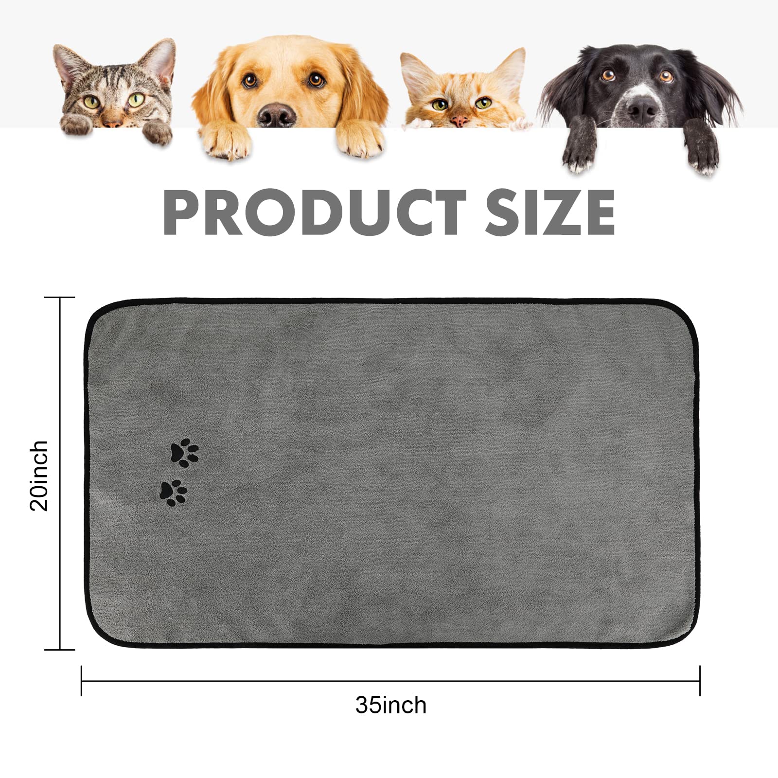 Wipela 2Pieces Microfiber Pet Bath Towel Dog Towel.Dog Towel Soft Absorbent Drying For Small Medium Large Dogs And Cats With Great For Bathing And Grooming (35 X 20 Inch Grey)