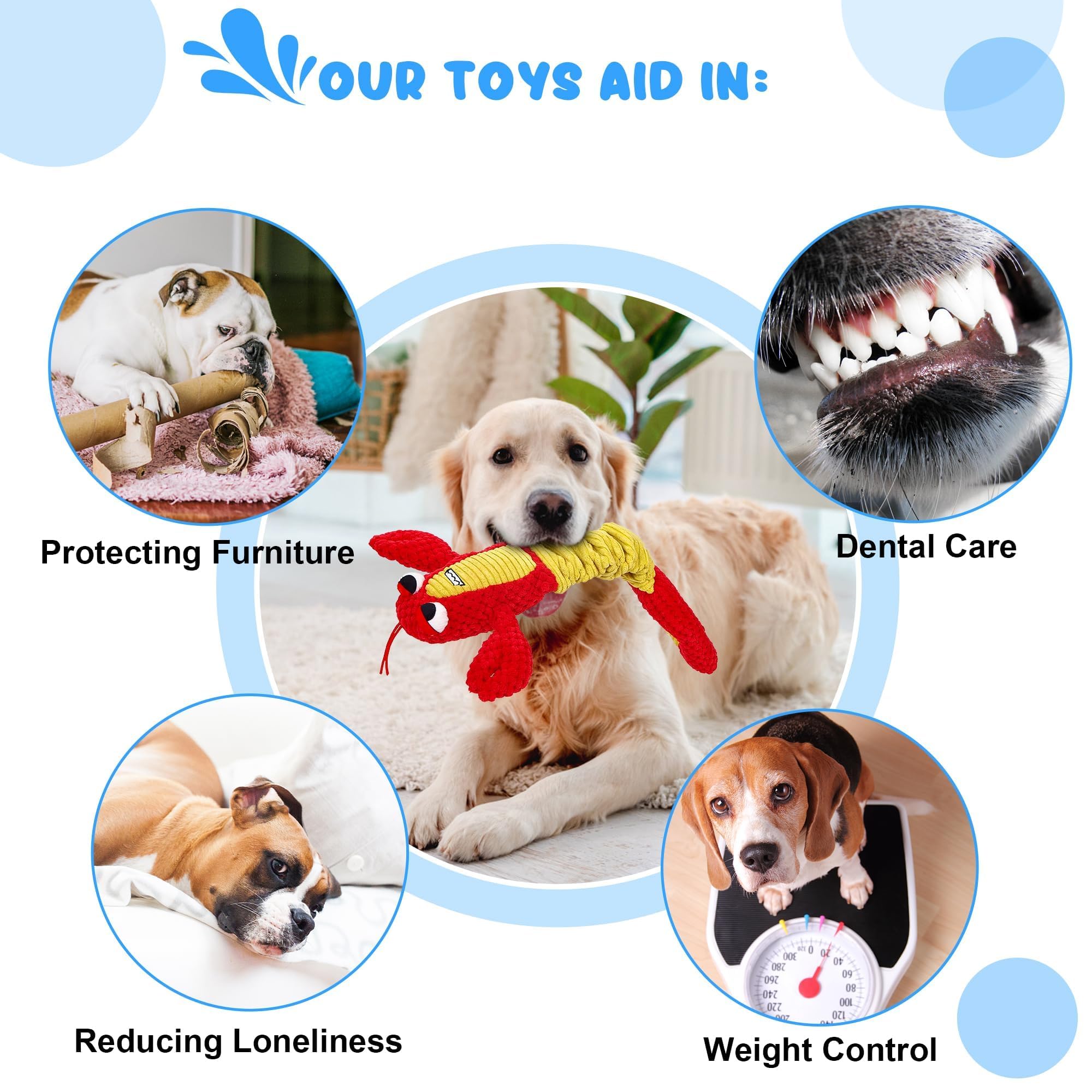 Iokheira Dog Toys For Aggressive Chewers-Dog Toys For Large Dogs, Tough Durable Indestructible Dog Toys, Big Dog Chew Toys And L