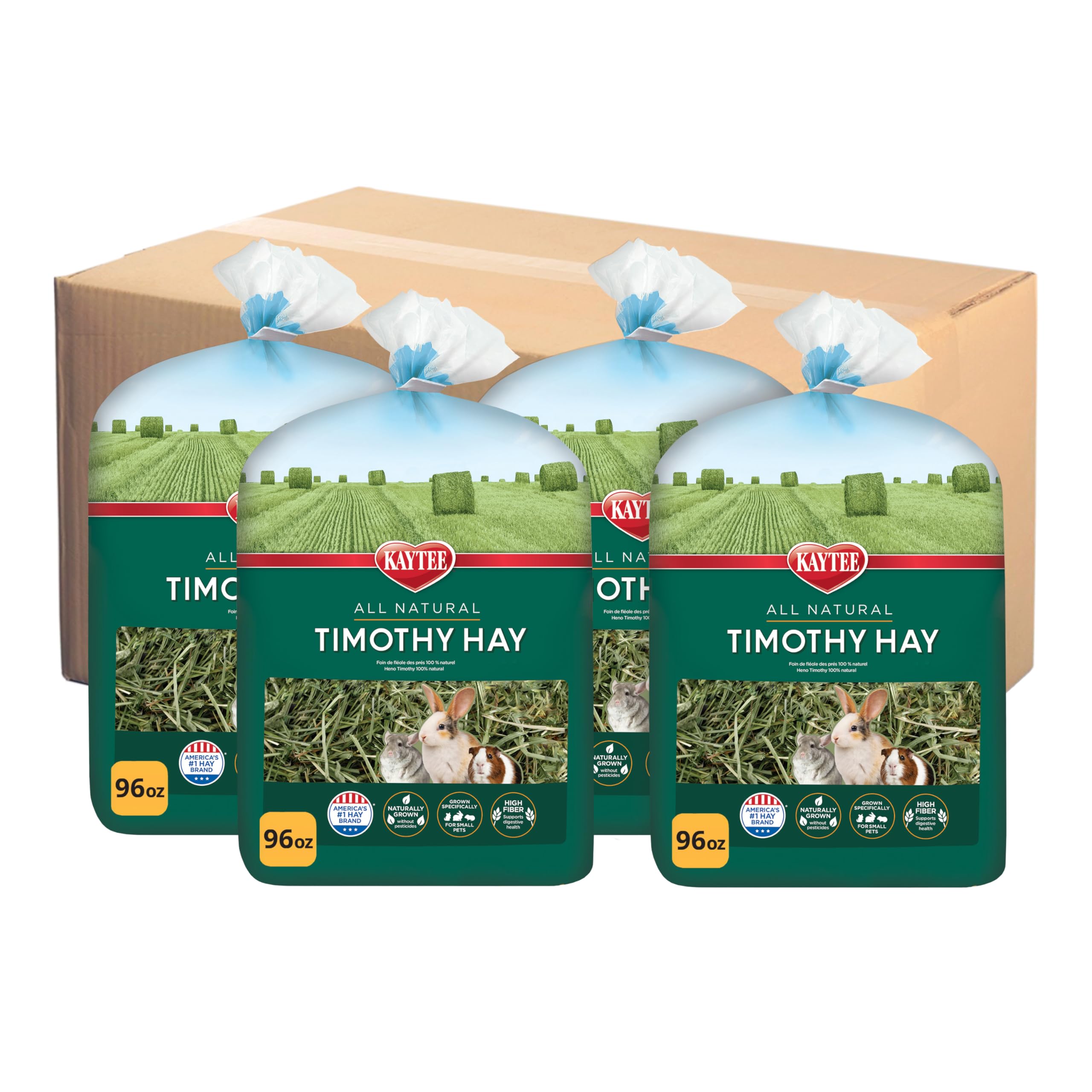 Kaytee Timothy Hay, High Fiber, Grown Specifically for Small Animals, Rabbits, Guinea Pigs, Chinchillas, Ideal Bulk Order for Sm