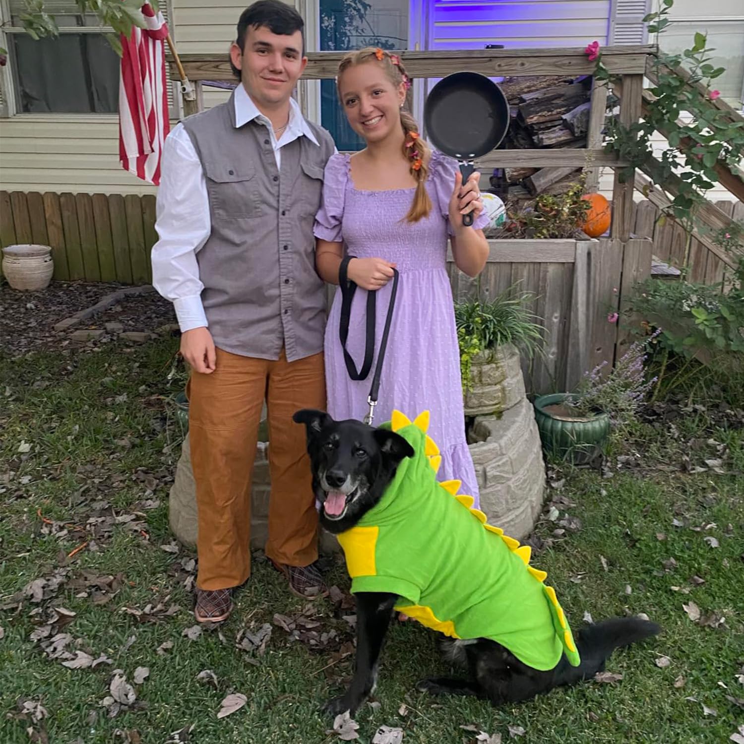 Fladorepet Funny Halloween Large Dog Dinosaur Costume Outfits,Dog Pajamas Hoodie Winter Warm Pet Clothes Coat For Golden Retriever Pitbull(6Xl, Green)