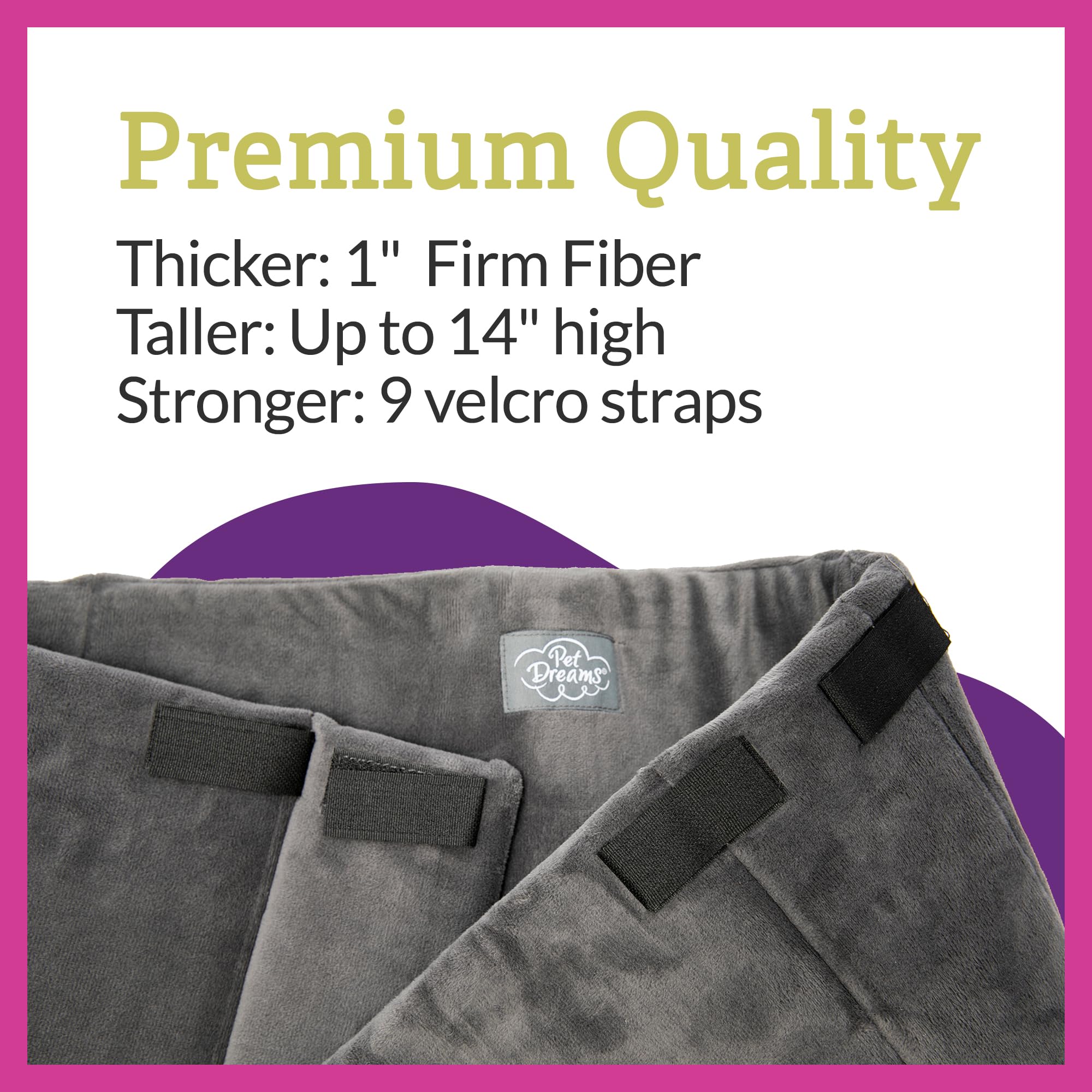 Pet Dreams Dog Crate Bumper - Comfy Liner & Dog Tail Protector for Inside Crate, Fits iCrate Cages 18, 24, 30, 36, 42, 48 Inches