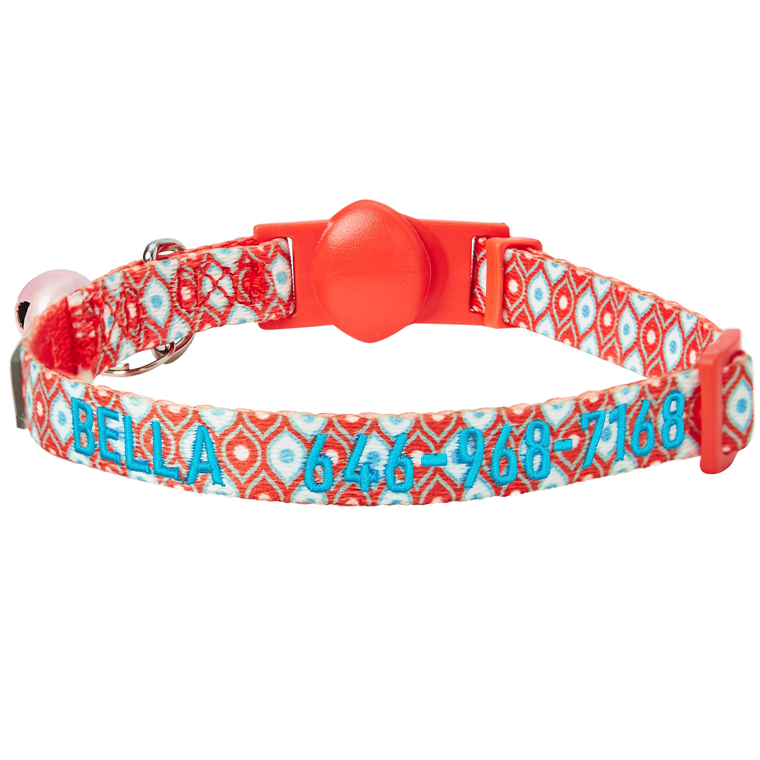 Blueberry Pet Pack Of 2 Personalized Perfect Orange Cat Collars With Bell & Detachable Flower, Adjustable Breakaway Id Collars E