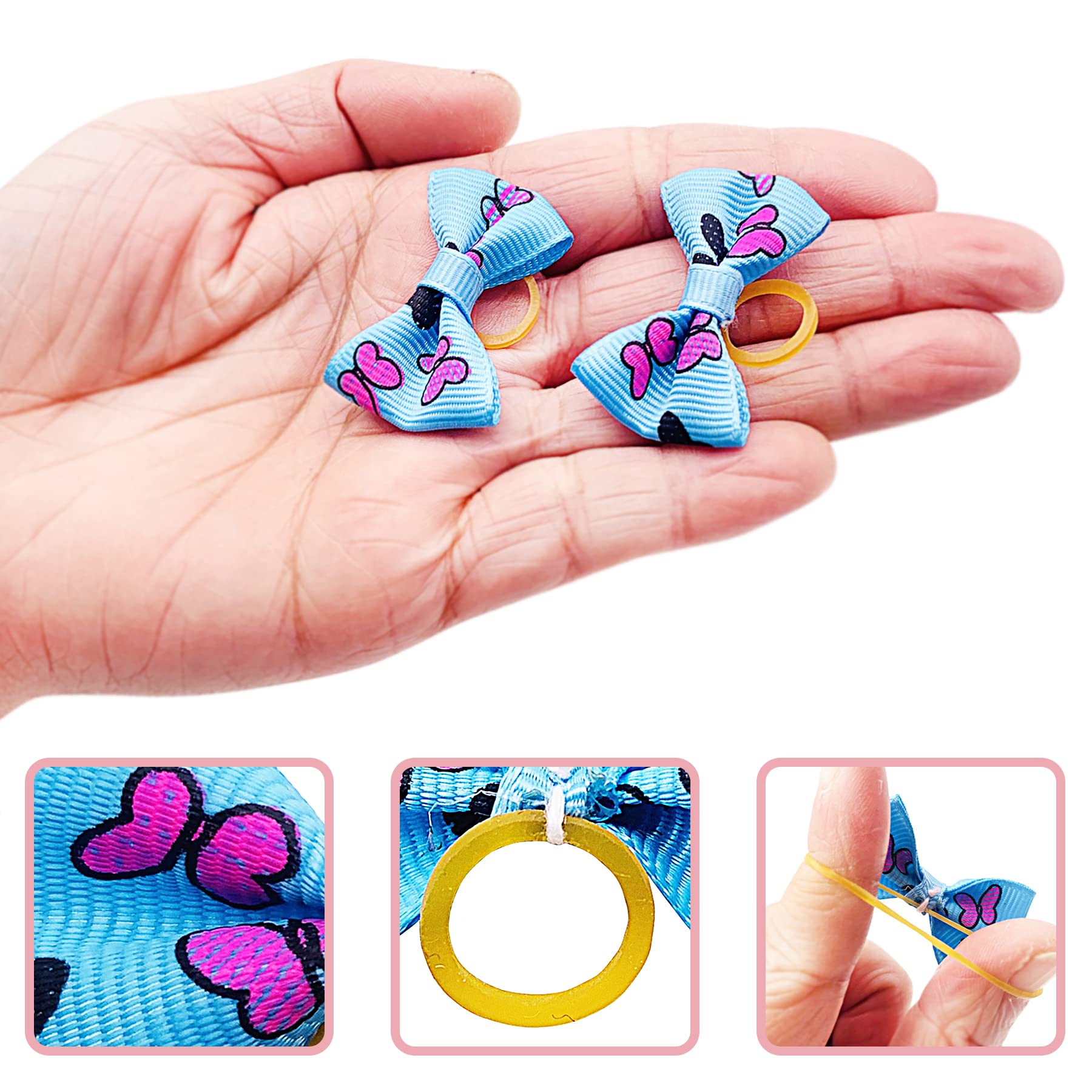 Pet Show Pet Dog Hair Bows With Rubber Bands Cat Puppy Grooming Hair Accessories Pack Of 50