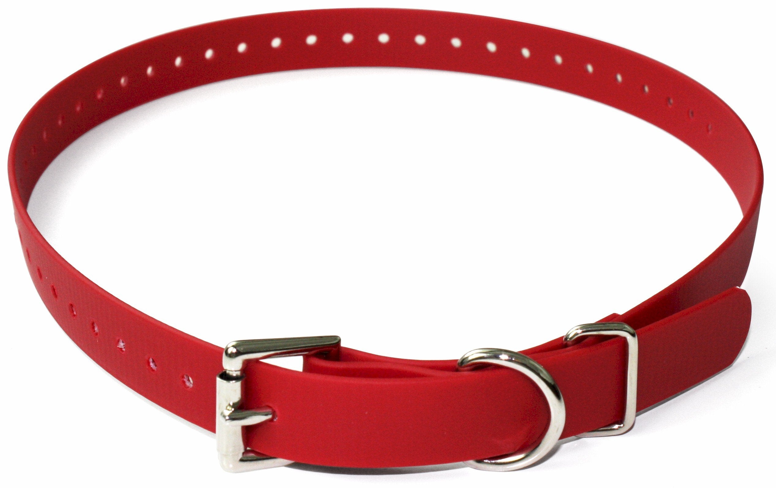 Educator Biothane Dog Collar, Waterproof, Odorproof, Metal Buckle And D Ring, Adjustable For Custom Fit, Cool And Comfortable, For Small, Medium, Or Large Dogs, 3/4-Inch, Red