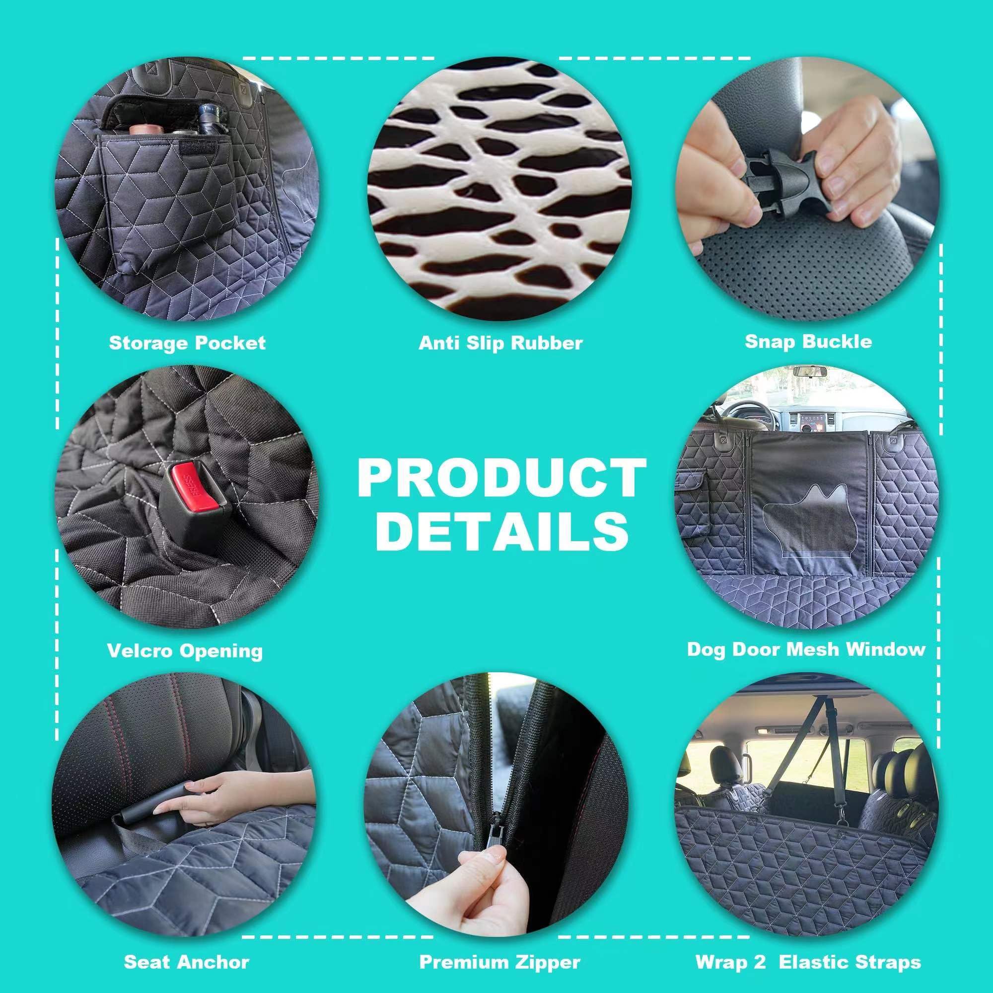 Meginc Suv Dog Car Seat Cover - 100% Waterproof, Heavy Duty Hammock For Back Seat, Non Slip Protector For Large Suvs