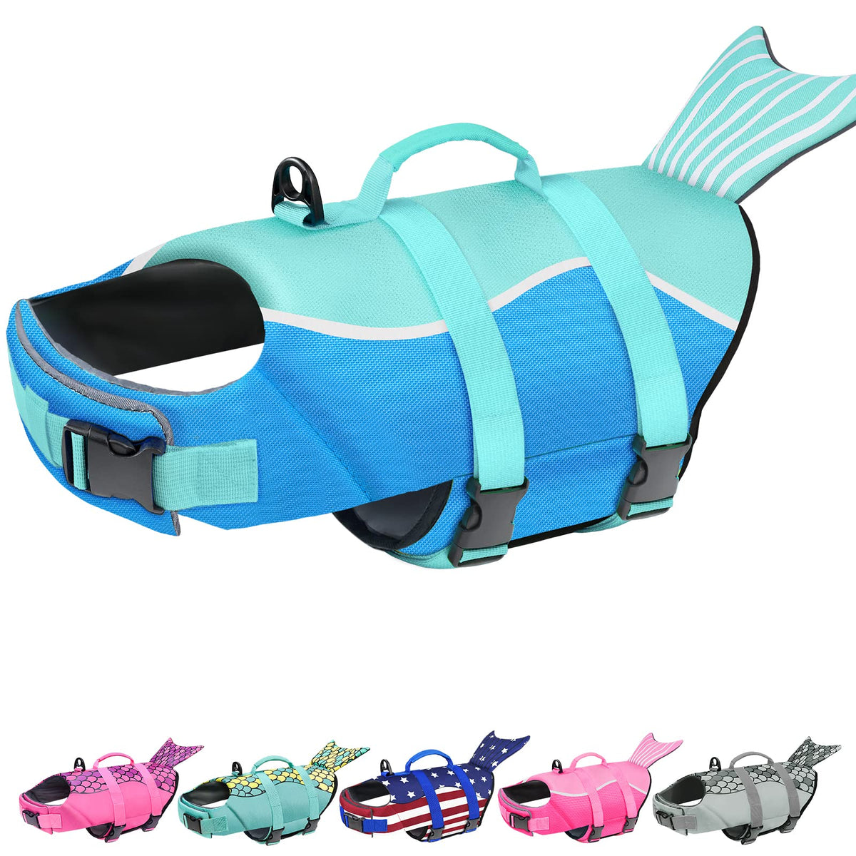 Malier Dog Life Jacket, Ripstop Dog Life Vest Adjustable Dog Life Preserver With Strong Buoyancy And Durable Rescue Handle Puppy