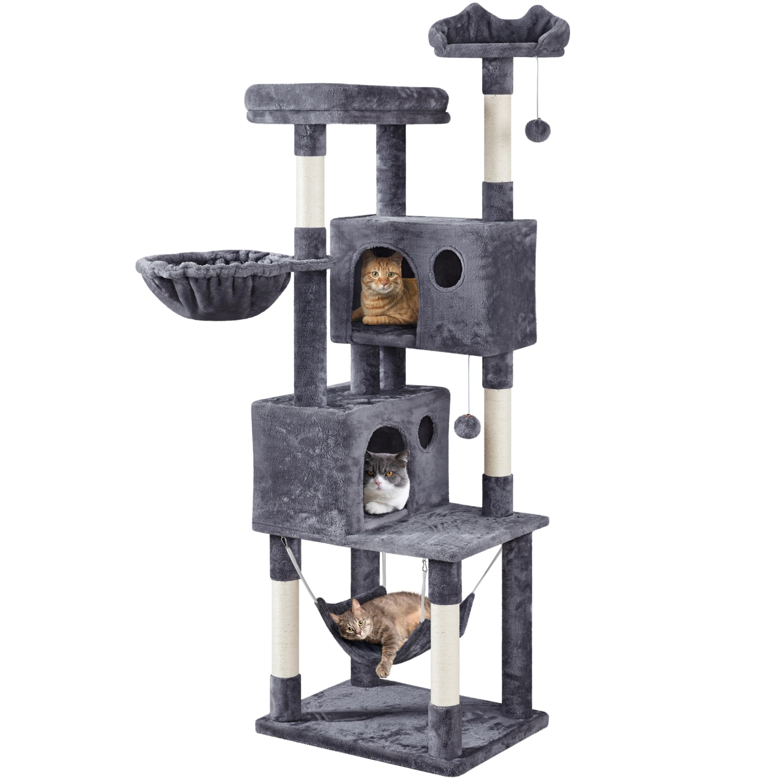 Yaheetech 73Inch Cat Tree, Cat Stand Furniture With Scratching Posts Perches Hammock As Indoor Kittens Activity Center, Dark Gray