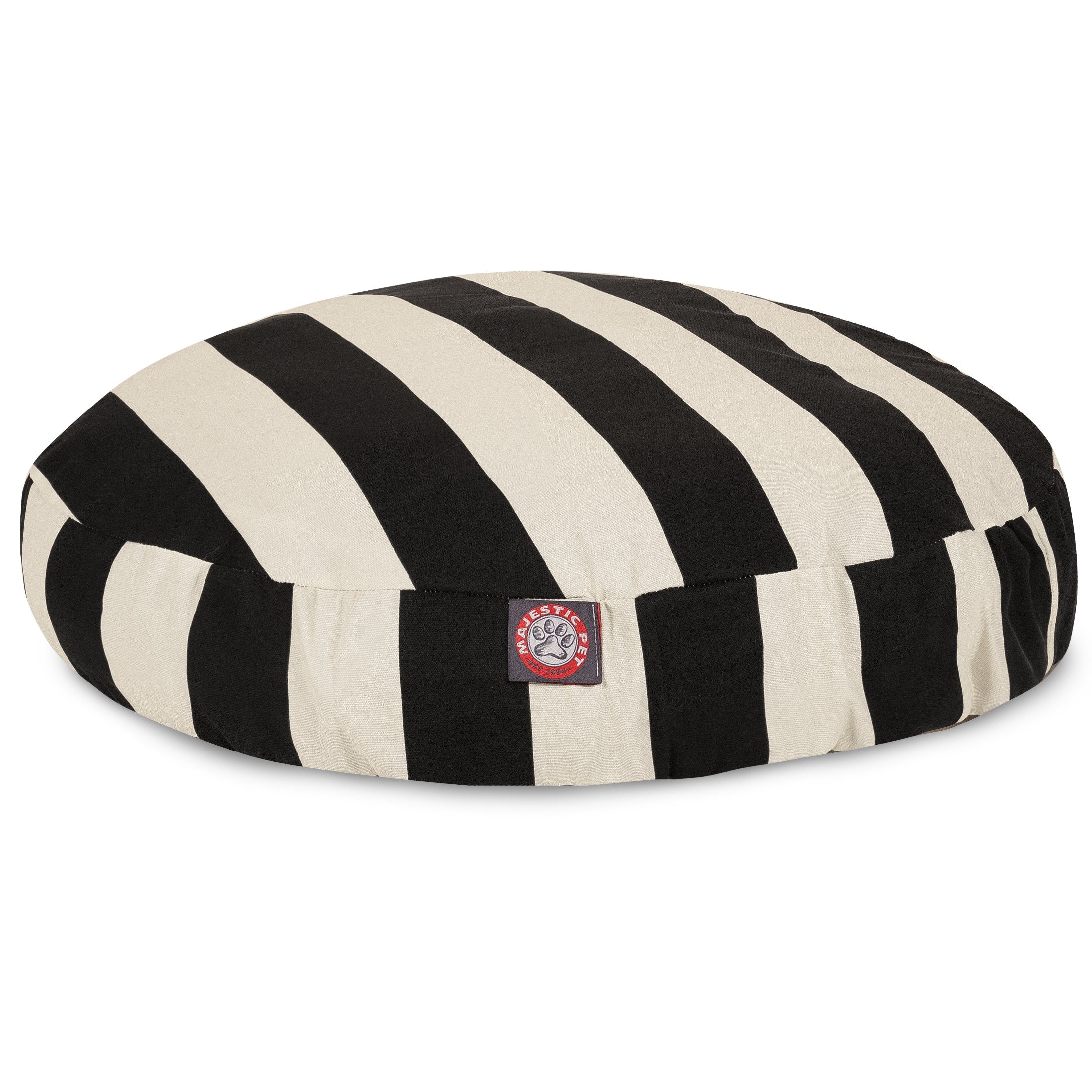 Black Vertical Stripe Medium Round Indoor Outdoor Pet Dog Bed With Removable Washable Cover By Majestic Pet Products