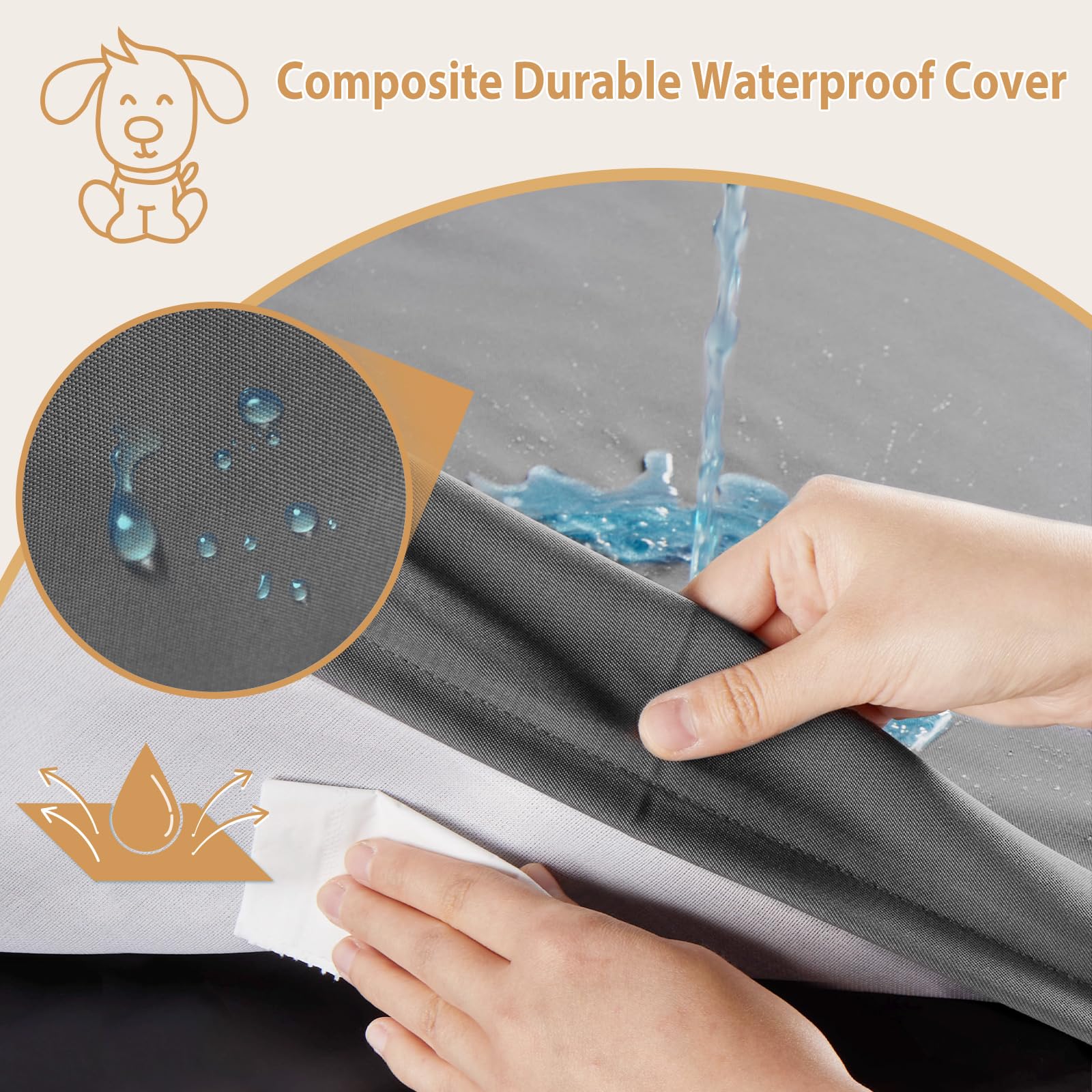 Bfpethome Outdoor Dog Bed For Large Dogs, Waterproof, Orthopedic With Removable Washable Cover, Egg Crate Foam Mat. (30 X 20In,