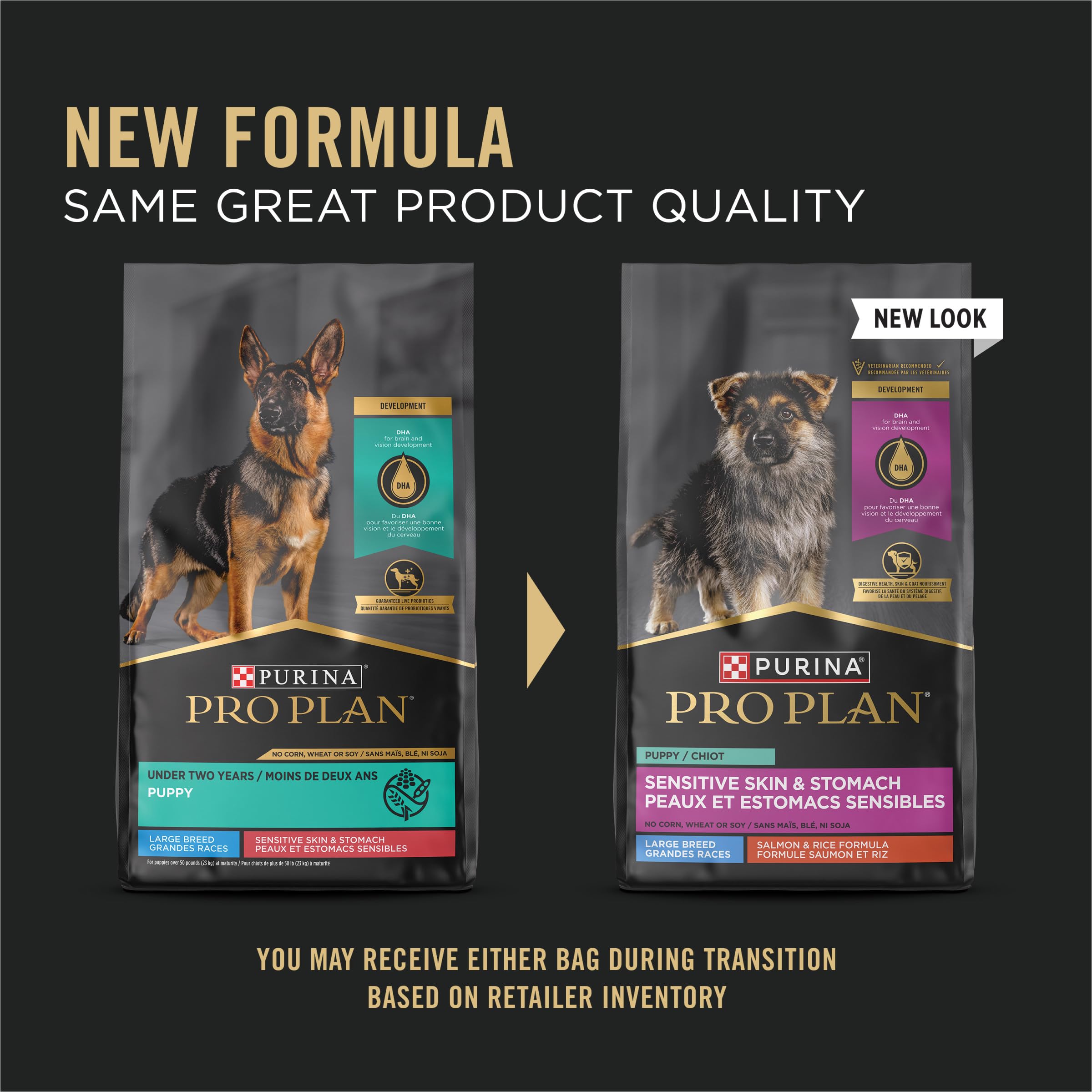 Purina Pro Plan Sensitive Skin and Stomach Large Breed Puppy Food Salmon and Rice Formula - 24 lb. Bag