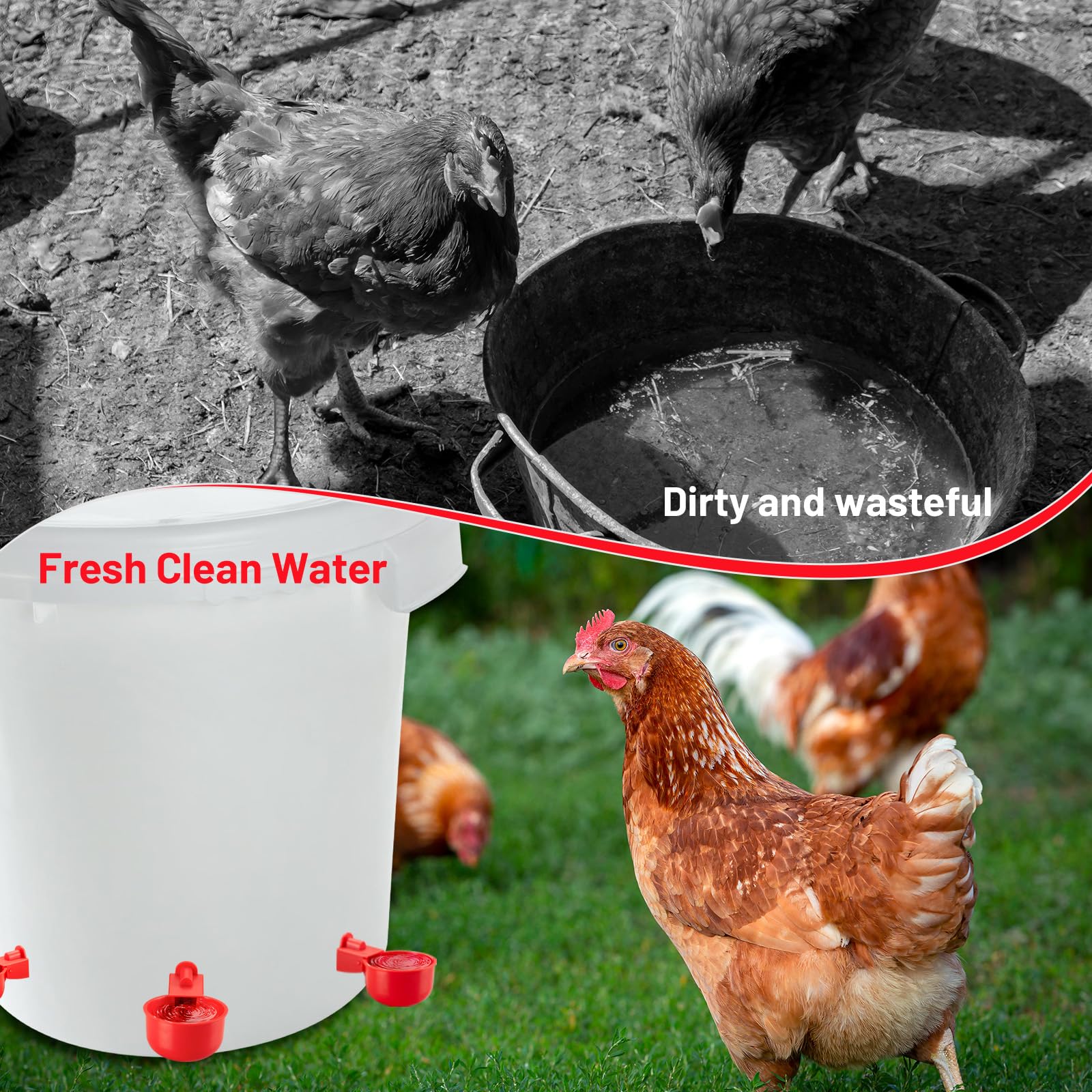 Sykria Chicken Water Cups, Automatic Chicken Waterer Kit For Poultry, 38 Inch Thread Filling Waterer Poultry Drinking Bowl For C