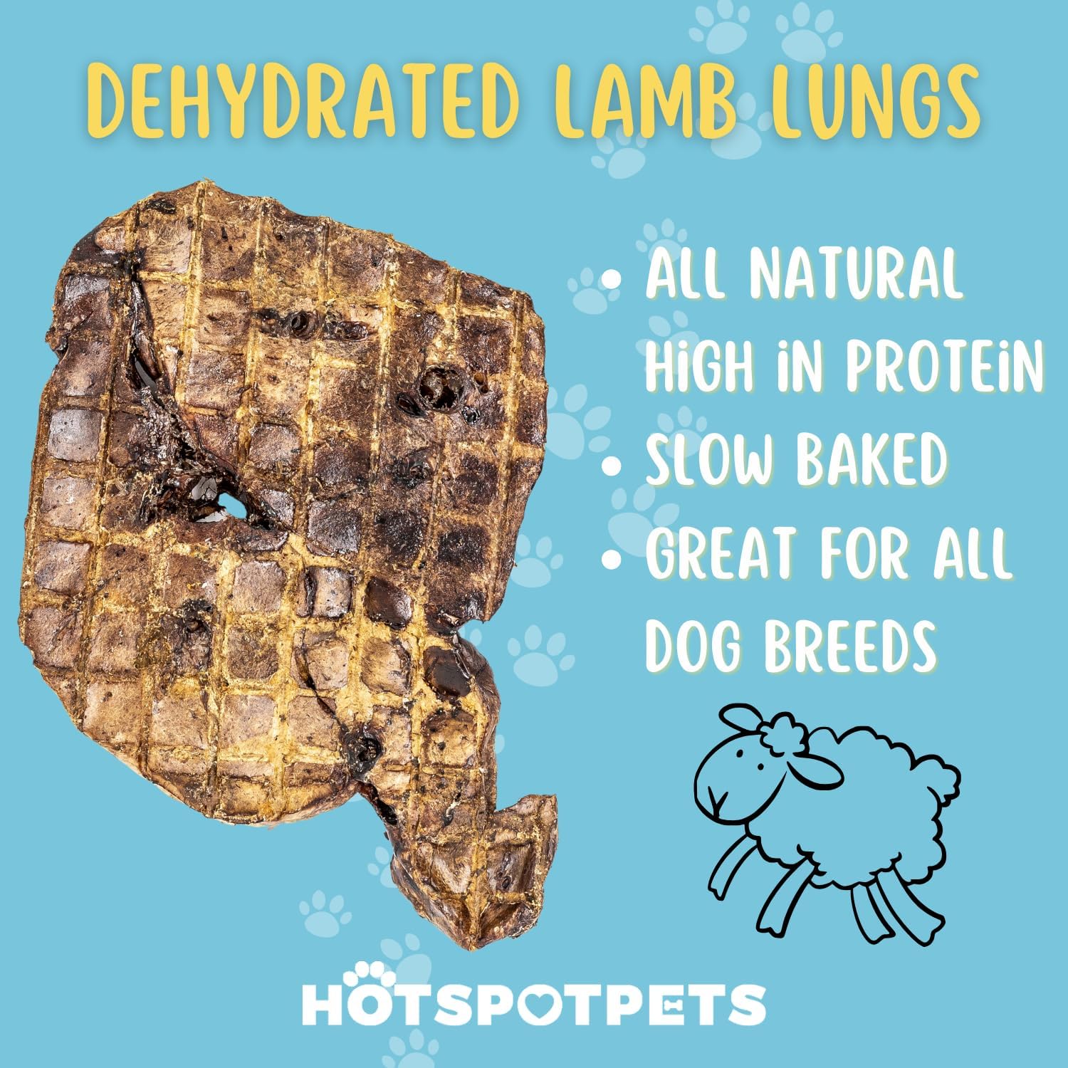hotspot pets Dehydrated Lamb Lung Dog Treats - 2 Pound Big Bag, All-Natural, Made in USA - High Protein, Low Fat - Slow Roasted