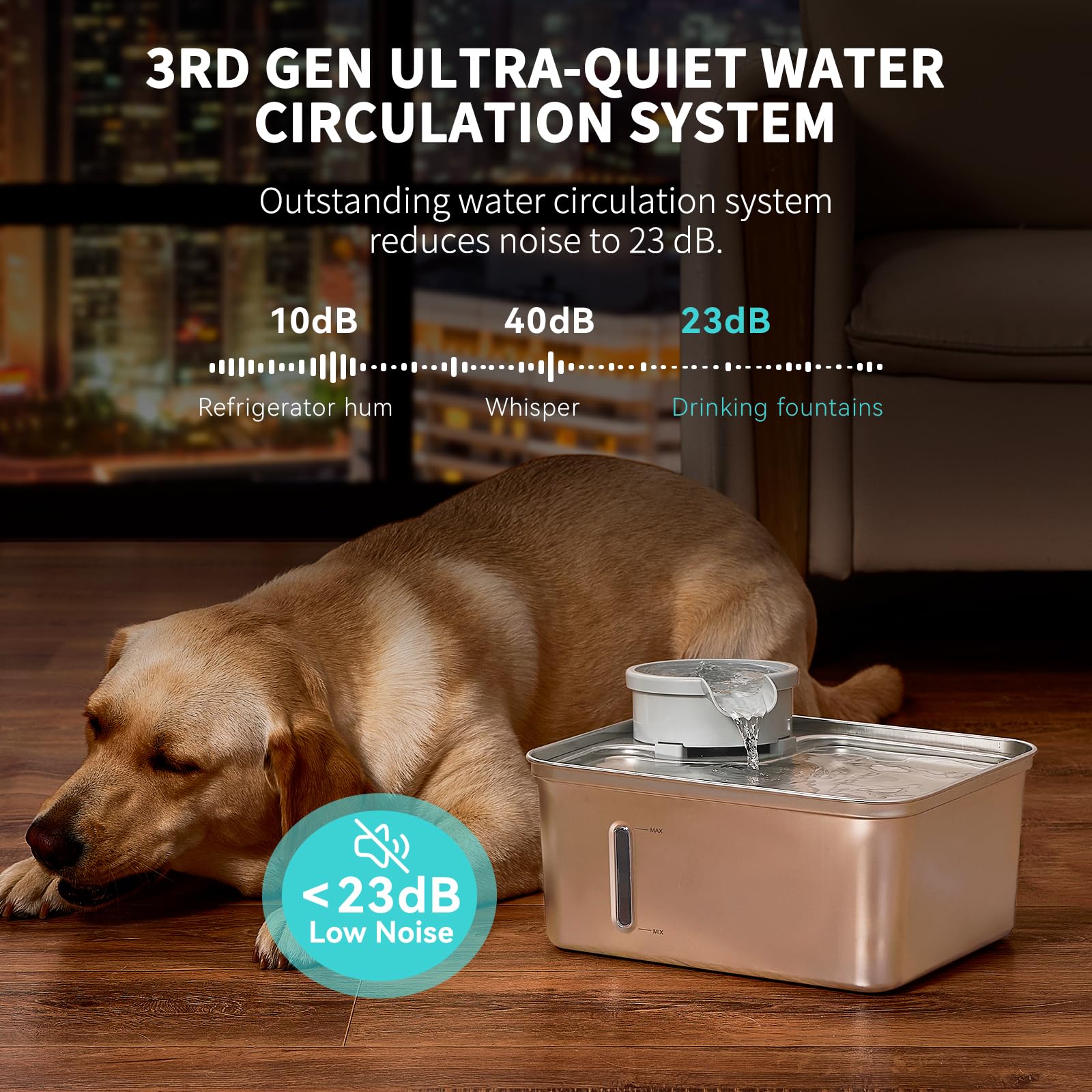 Dog Water Fountain Stainless Steel, 270Oz/2.1Gallon, Pet Water Fountain For Cats And Dogs, Pet Drinking Fountain With Large Capa