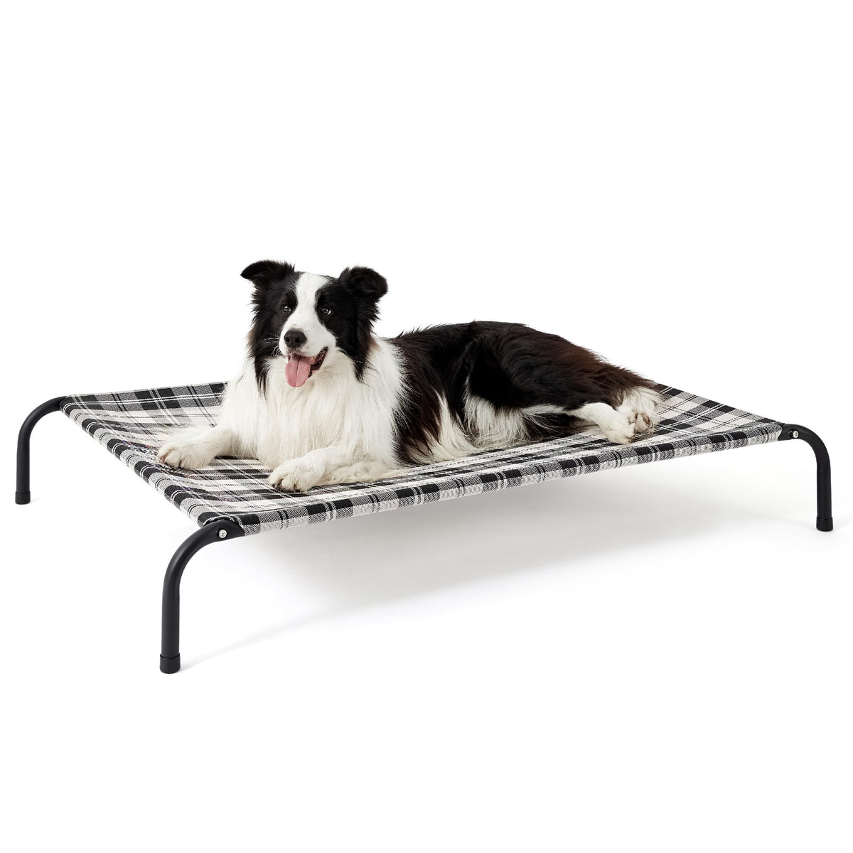 Bedsure Elevated Raised Cooling Cots Bed For Large Dogs, Portable Indoor & Outdoor Pet Hammock With Skid-Resistant Feet, Frame With Breathable Mesh, Checkered White, 49 Inches