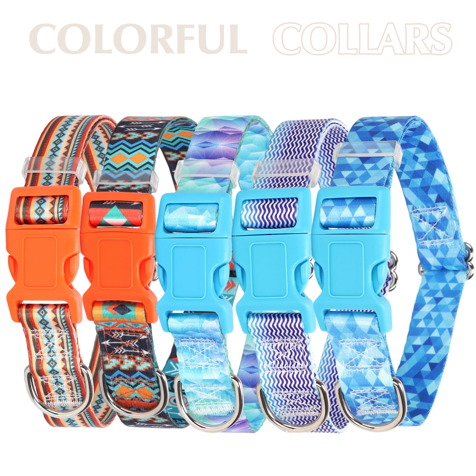 Dog Collar For Large Dogs With African Tribal Aztec Mexican Native Southwestern Boho Pattern, Adjustable Pet Collars For Xs Smal