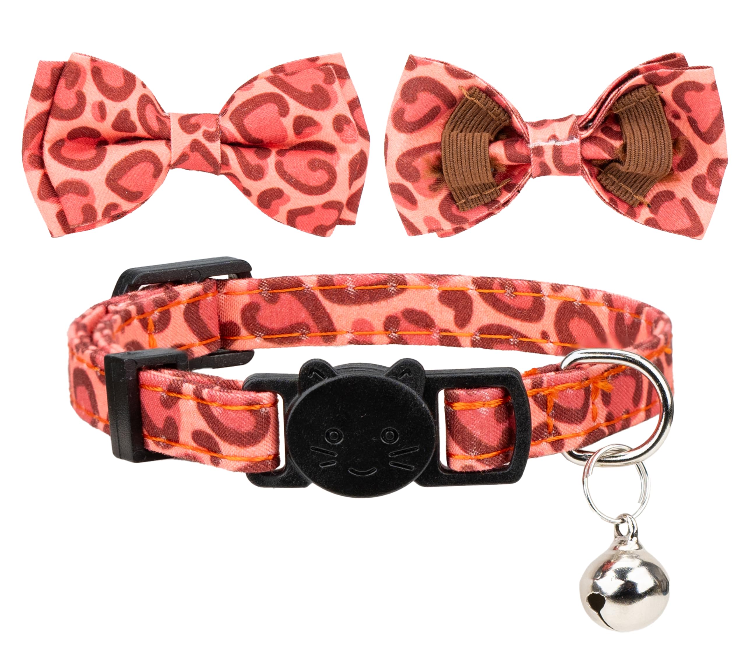 Gyapet Cat Collar With Bowtie Bell Safety Breakaway Kitten 7-11In Dot Colorful Adjustable Love-Red Hearts