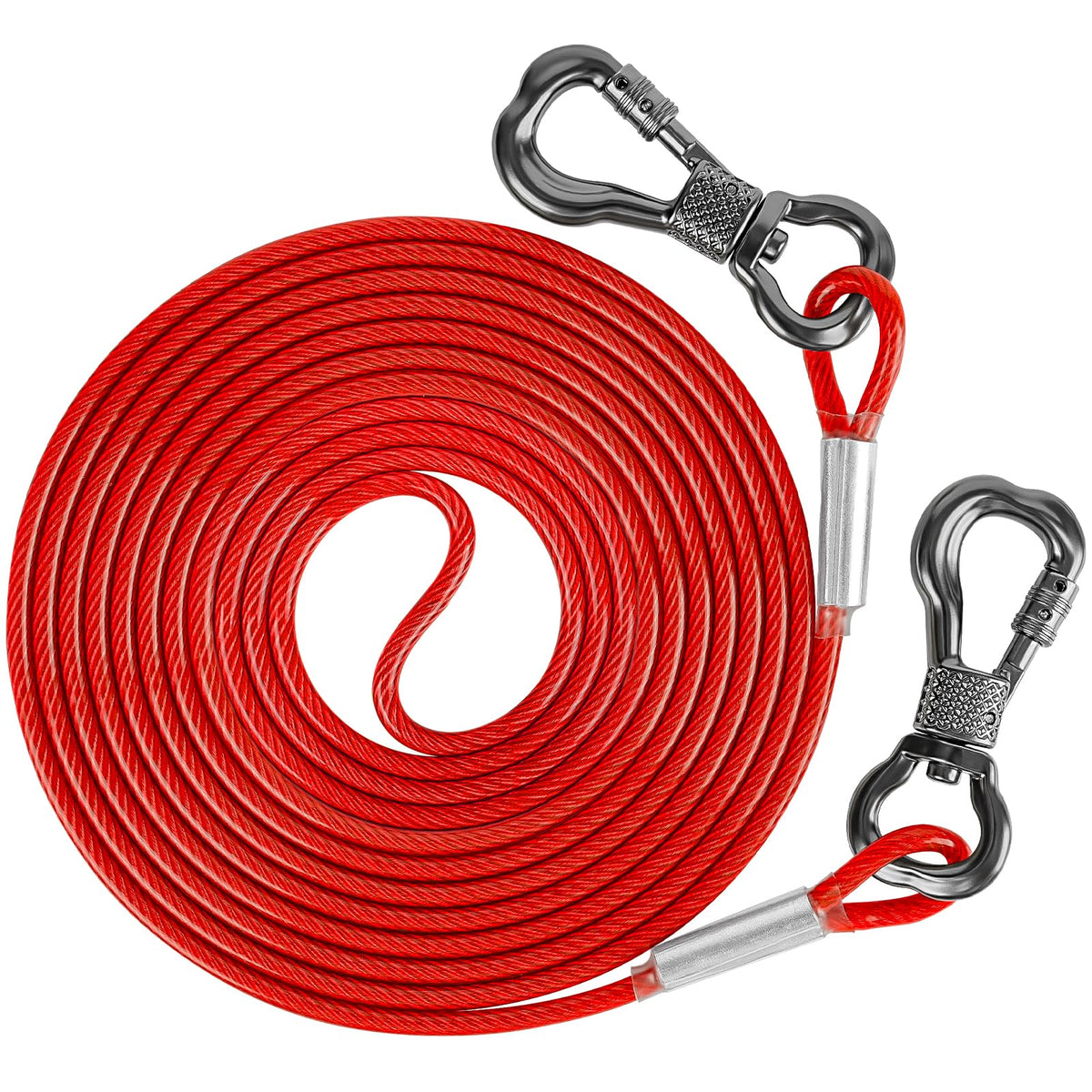 Xiaz Dog Tie Out Cable 15 Feet, Dog Lead For Yard Camping Outdoor Training Tie-Out Cable For Small Medium Dogs Up To 120 Pounds Red