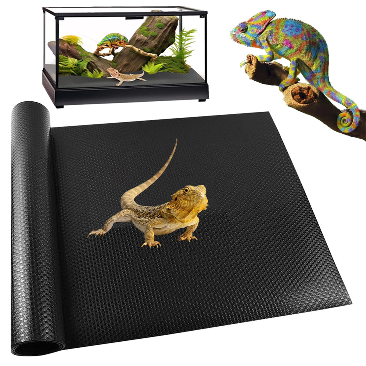 Qwr Thicker Bearded Dragon Tank Accessories,Reptile Carpet Mat For Tank Flooring,Reptile Terrarium Liner Substrate For Lizard,Le