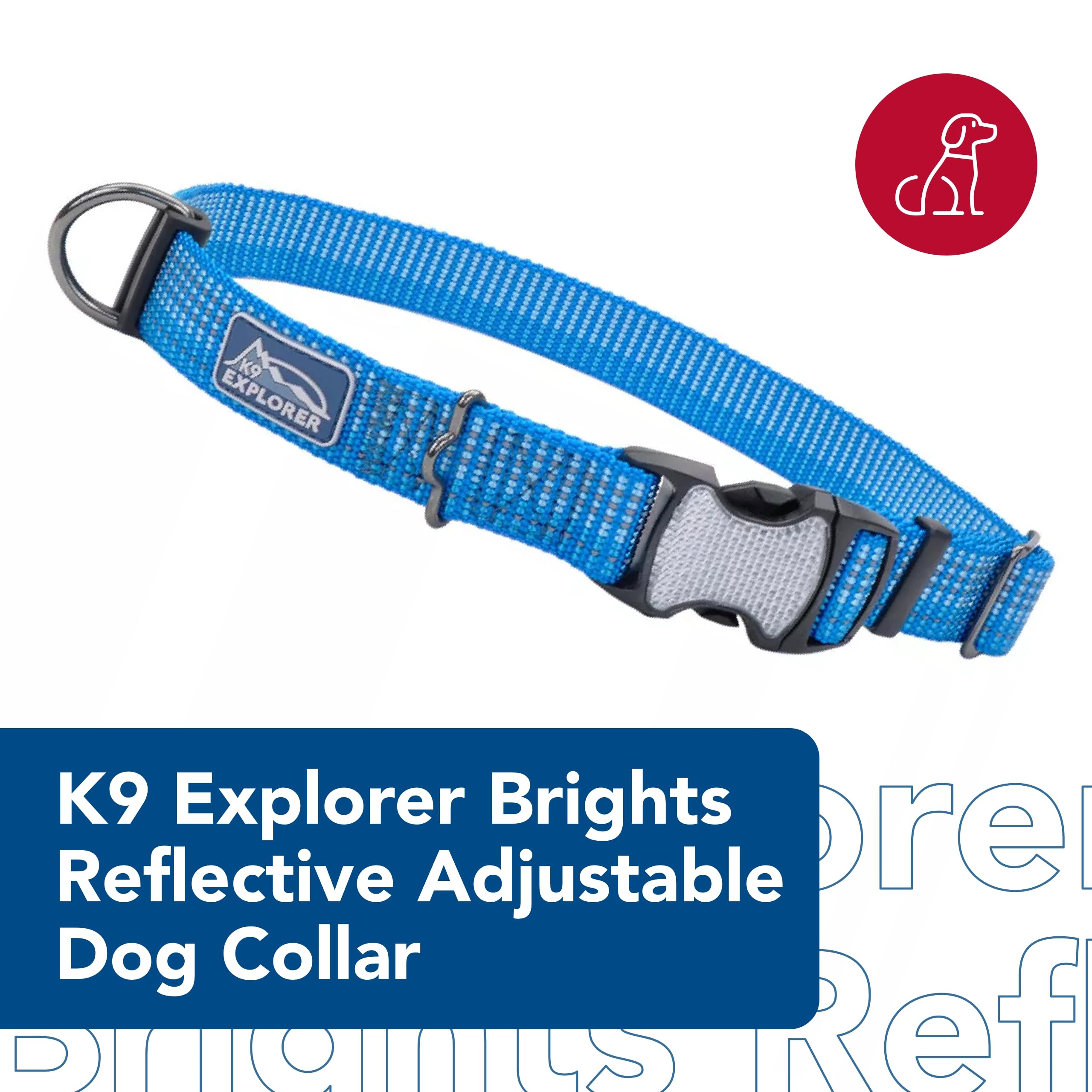 Coastal Pet - K-9 Explorer - Brights Reflective Adjustable Dog Collar, Lake, 5/8'' x 10''-14''