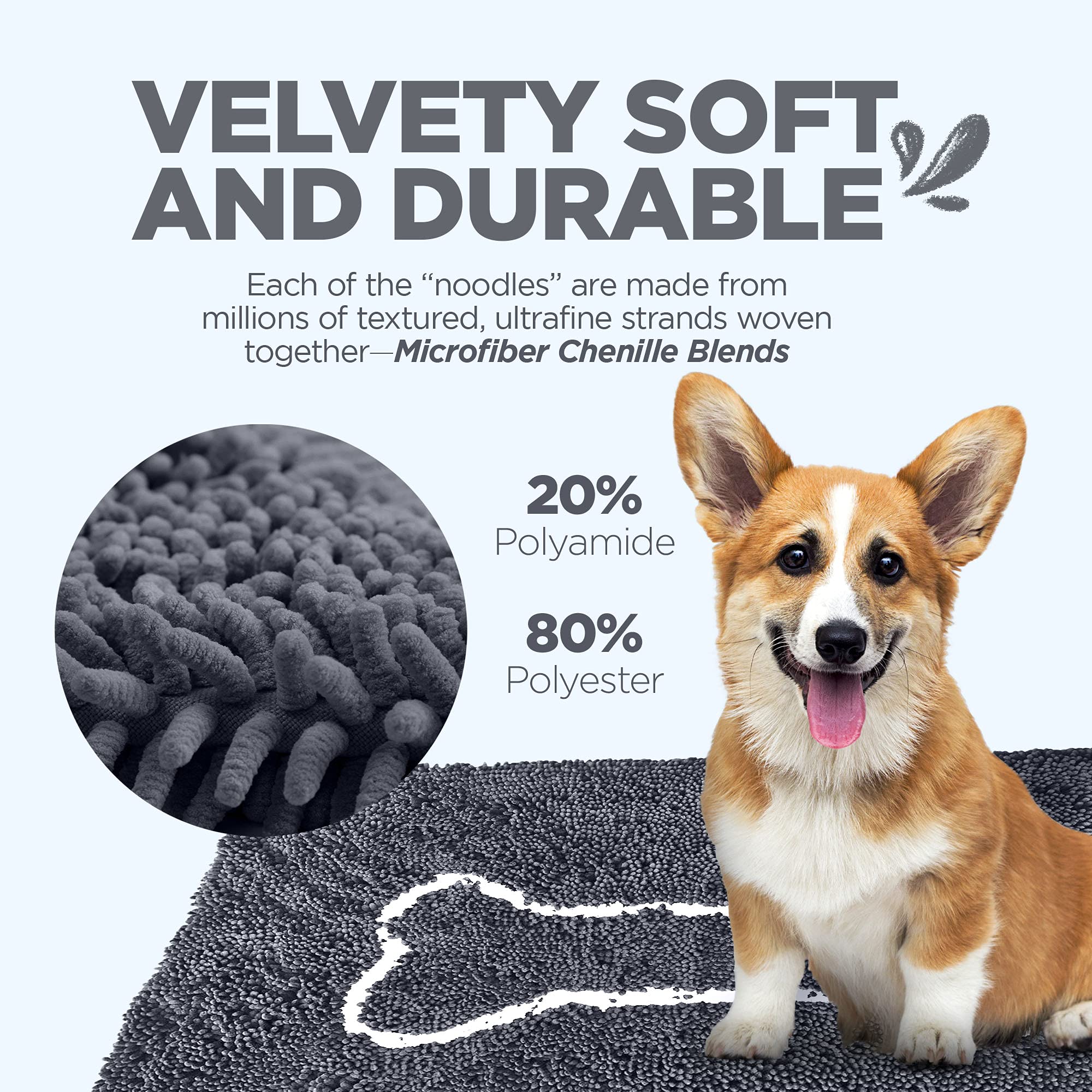 Soggy Doggy Doormat With Bone Design | Gray/Light Gray Bone | Extra-Large 36    X 60    | Ultra Absorbent Microfiber Chenille We