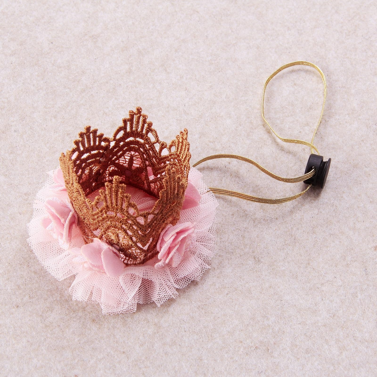 Nishine Chic Elastic Khaki Crown Tiara Headband For Pet Crown Hairband Costume (Pink)