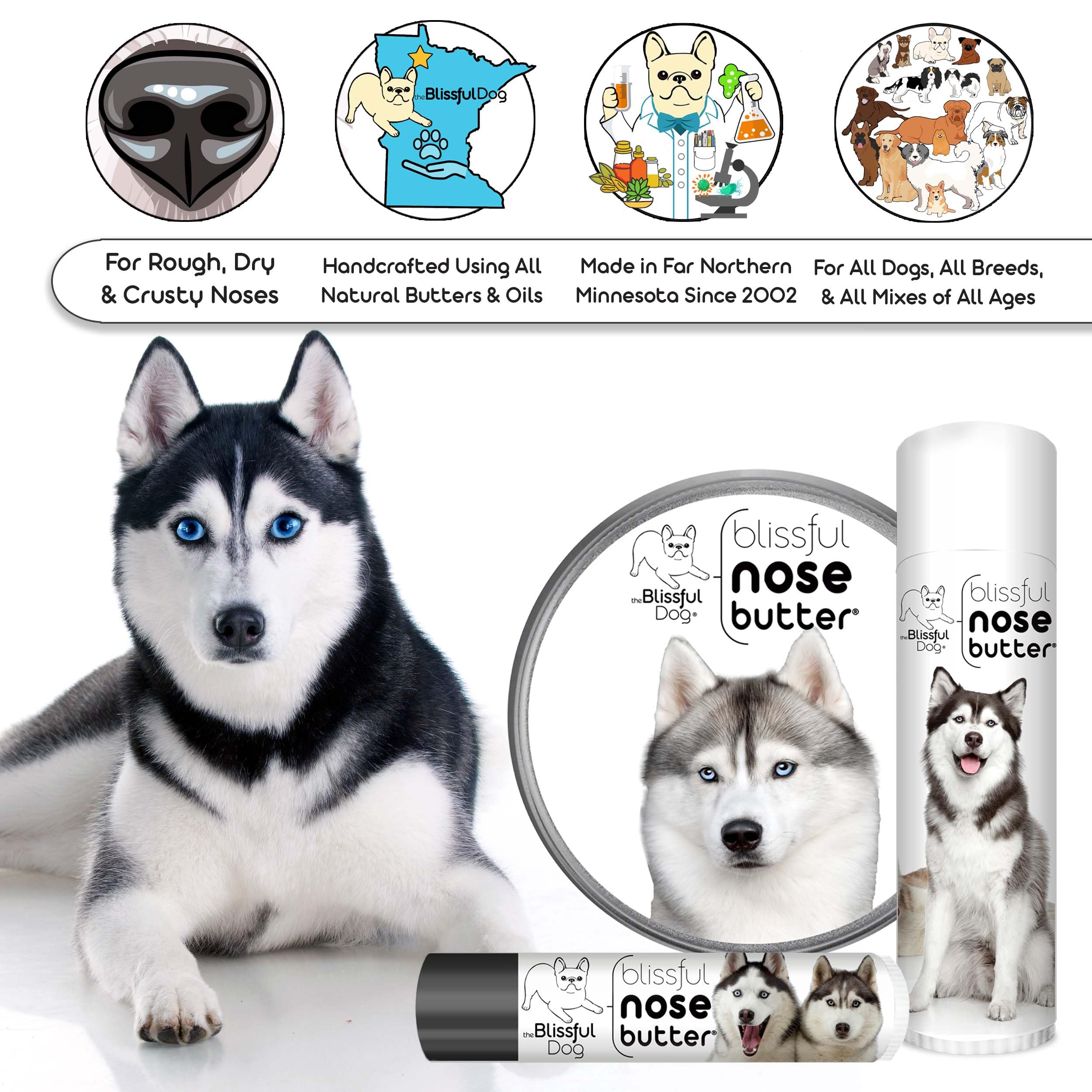 The Blissful Dog Husky Unscented Nose Butter, 2-Ounce