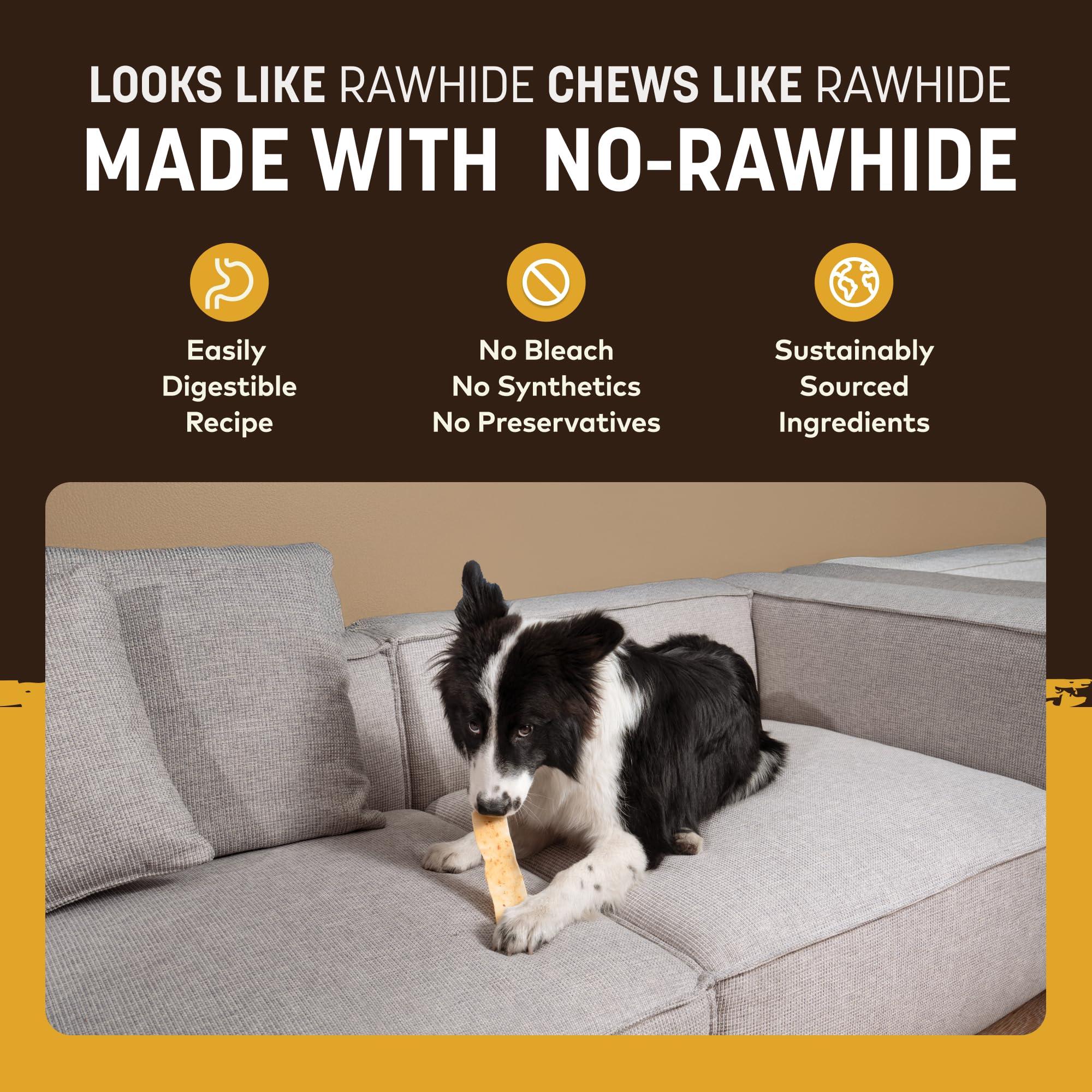 Earth Animal No-Hide Strips Peanut Butter Recipe Natural Rawhide Alternative Dog Chew Treat, Value Pack 3.8 Oz