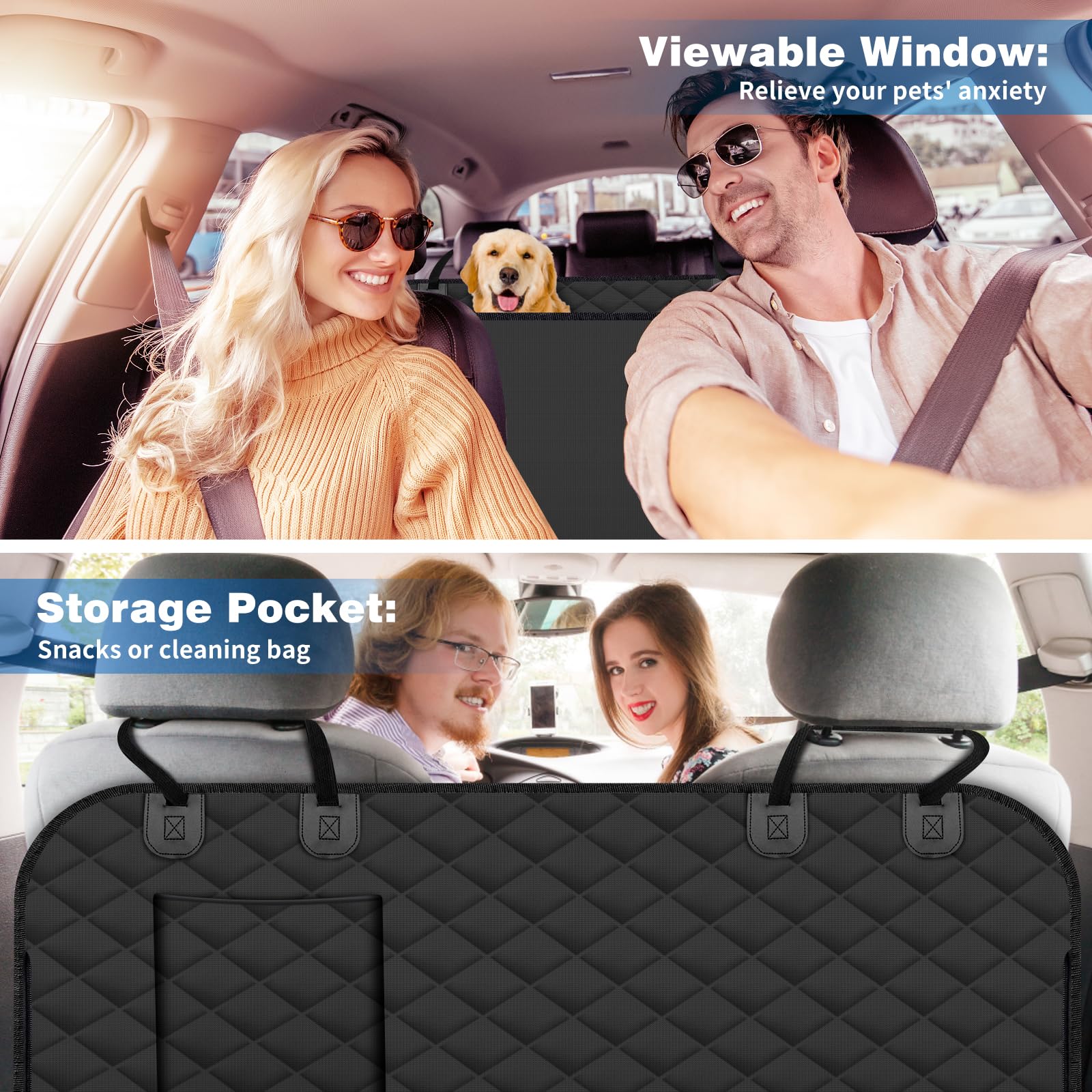 Beneathyourfeet Dog Seat Cover (54' W X 56' L, Black) Scratch Prevention Dog Car Seat Cover For Back Seat Waterproof Dog Hammock For Car Car Seat Covers For Dogs