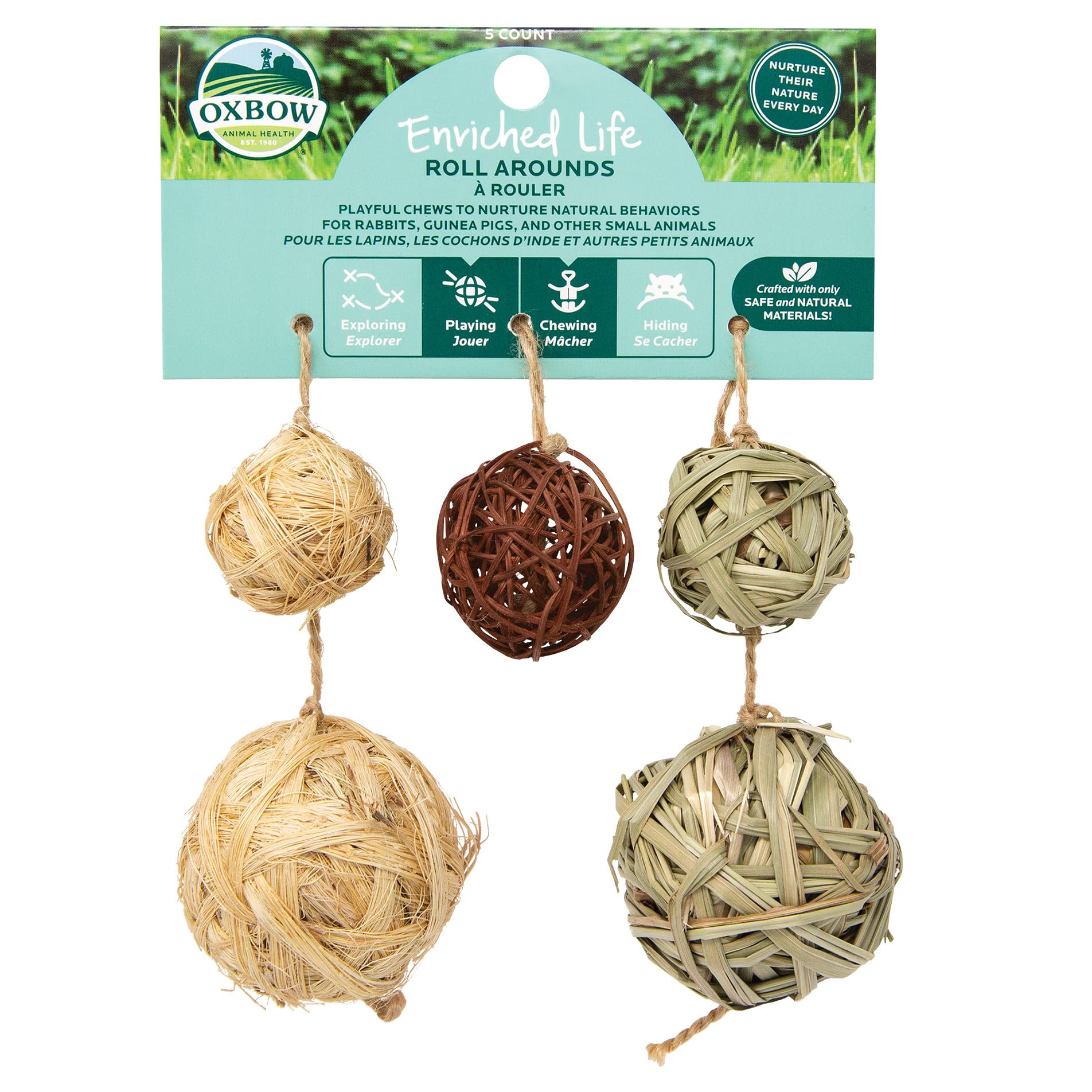 Oxbow Enriched Life Roll Arounds, Rabbit Toys, Guinea Pig Toys, Enrichment for Bunny, Guinea Pig, Hamster, Rabbit, Chinchilla, R