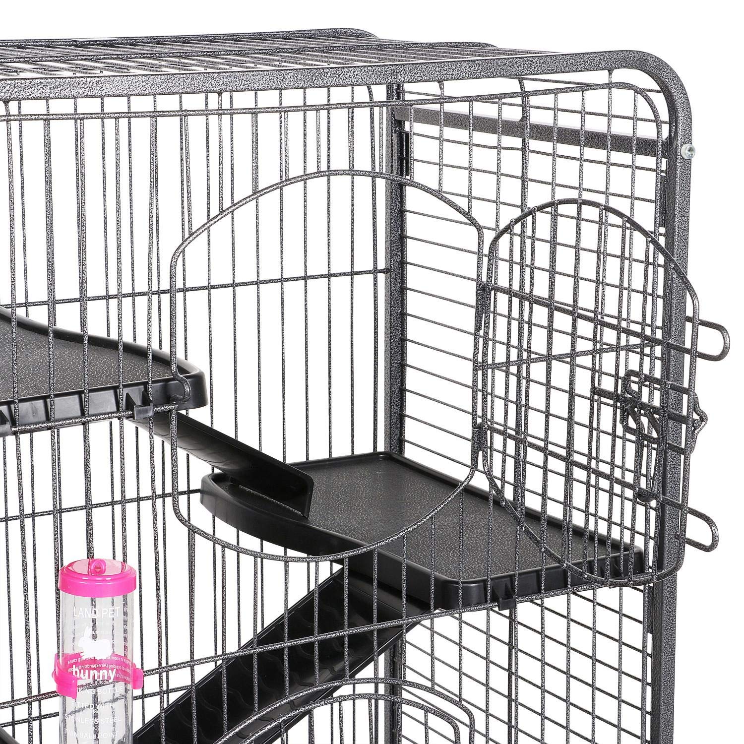 Costoffs 6 Levels Rolling Large Ferret Cage Small Animals Hutch For Ferret Chinchilla Rabbit Rat Squirrels With 3 Front Doors & Pet Bowl & Water Bottle