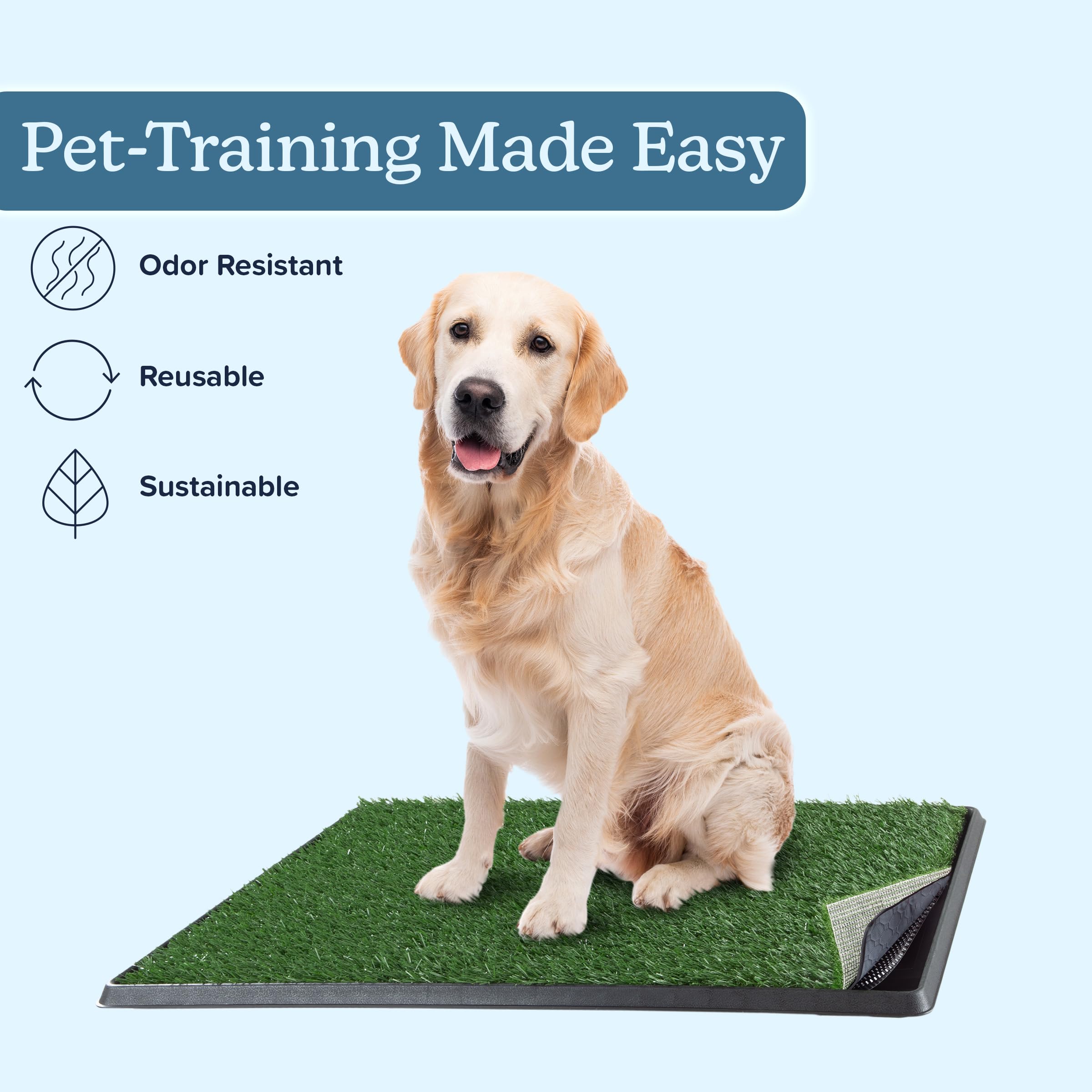 Artificial Grass Puppy Pee Pad For Dogs And Small Pets - 20X30 Reusable 4-Layer Training Potty Pad With Tray - Dog Housebreaking
