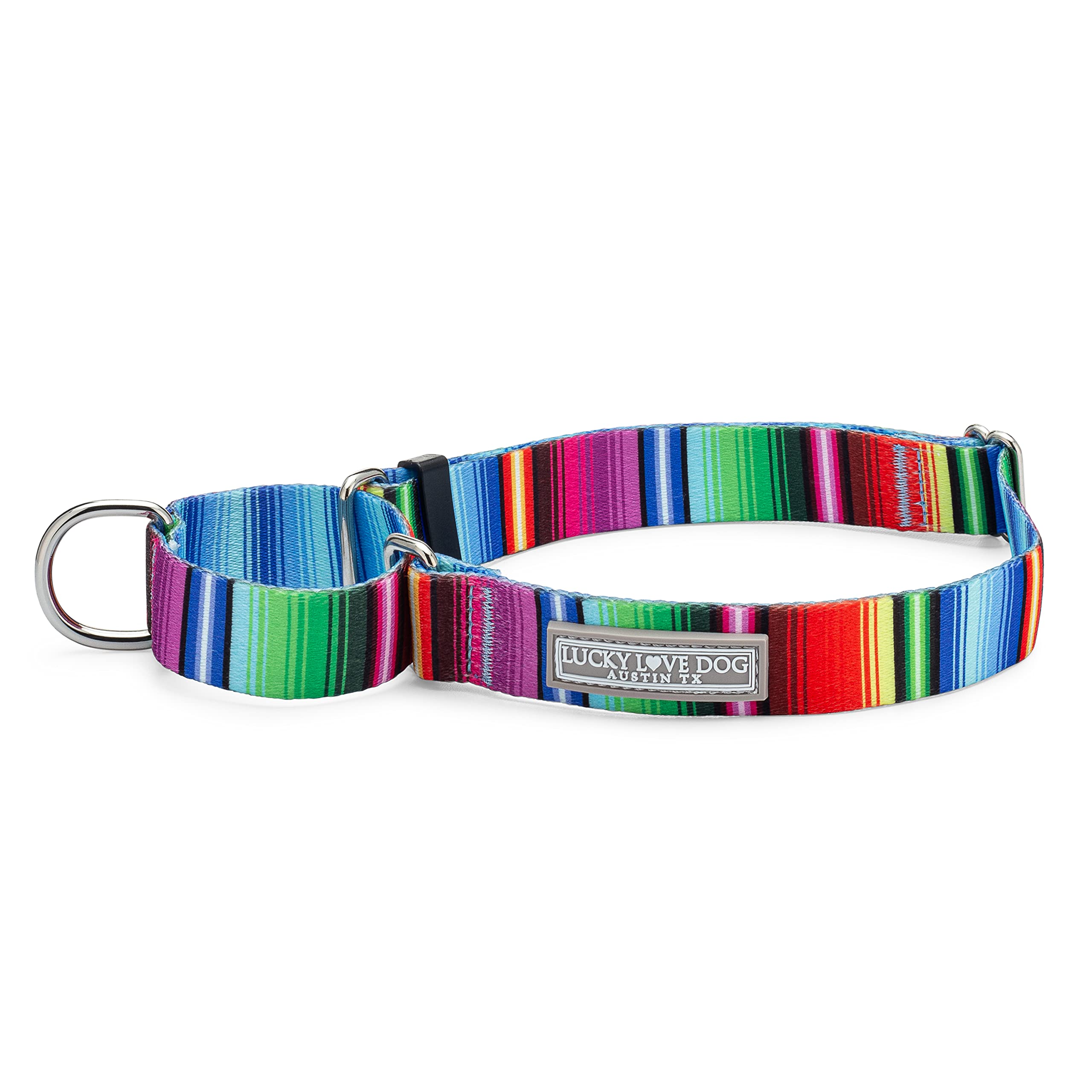Lucky Love Dog Martingale Dog Collar - Adjustable, No-Slip, Comfortable, Durable, Soft Webbing & Stylish Patterned Dog Collar Fo
