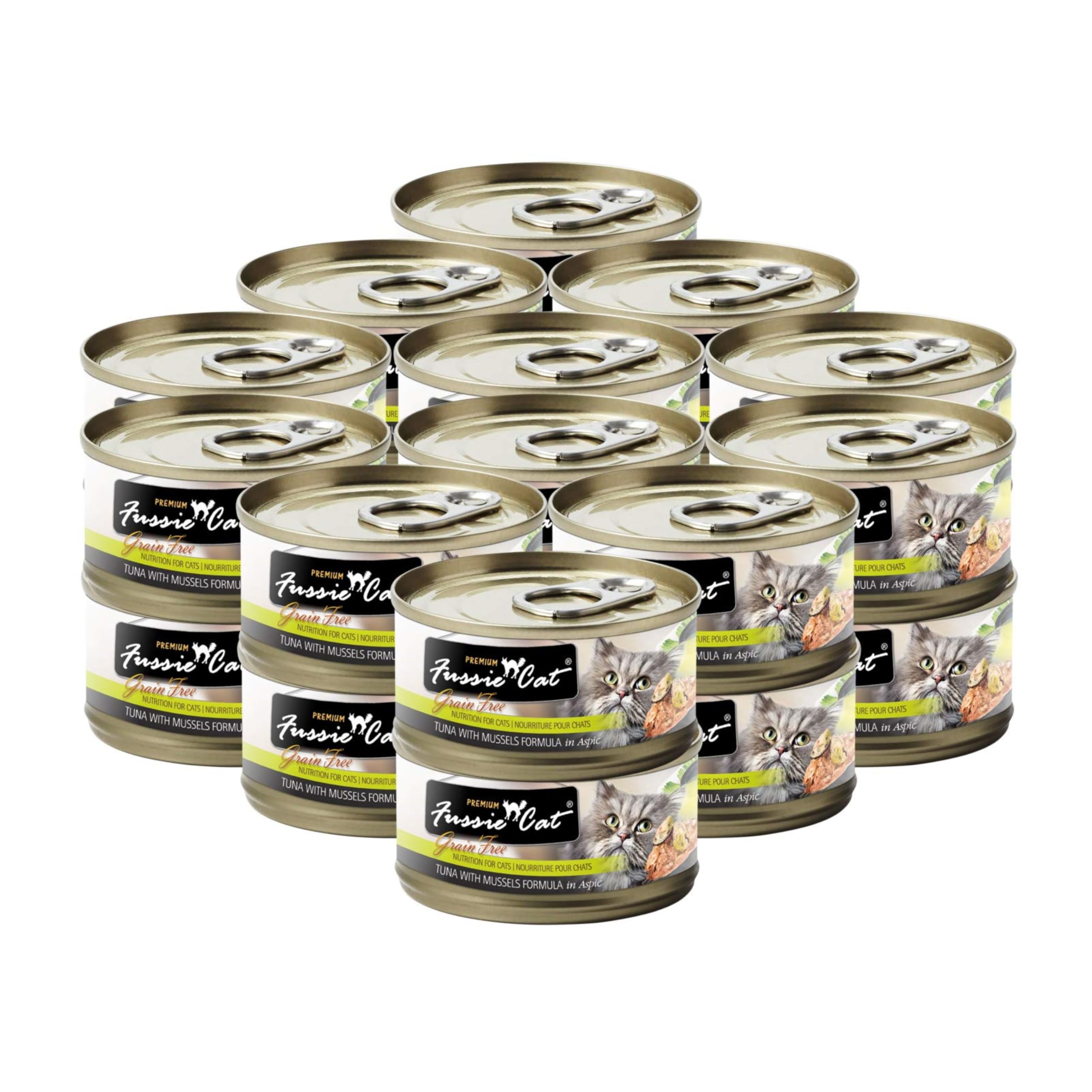 Fussie Cat Premium Tuna with Mussels in Aspic Grain-Free Wet Cat Food 2.82oz, case of 24