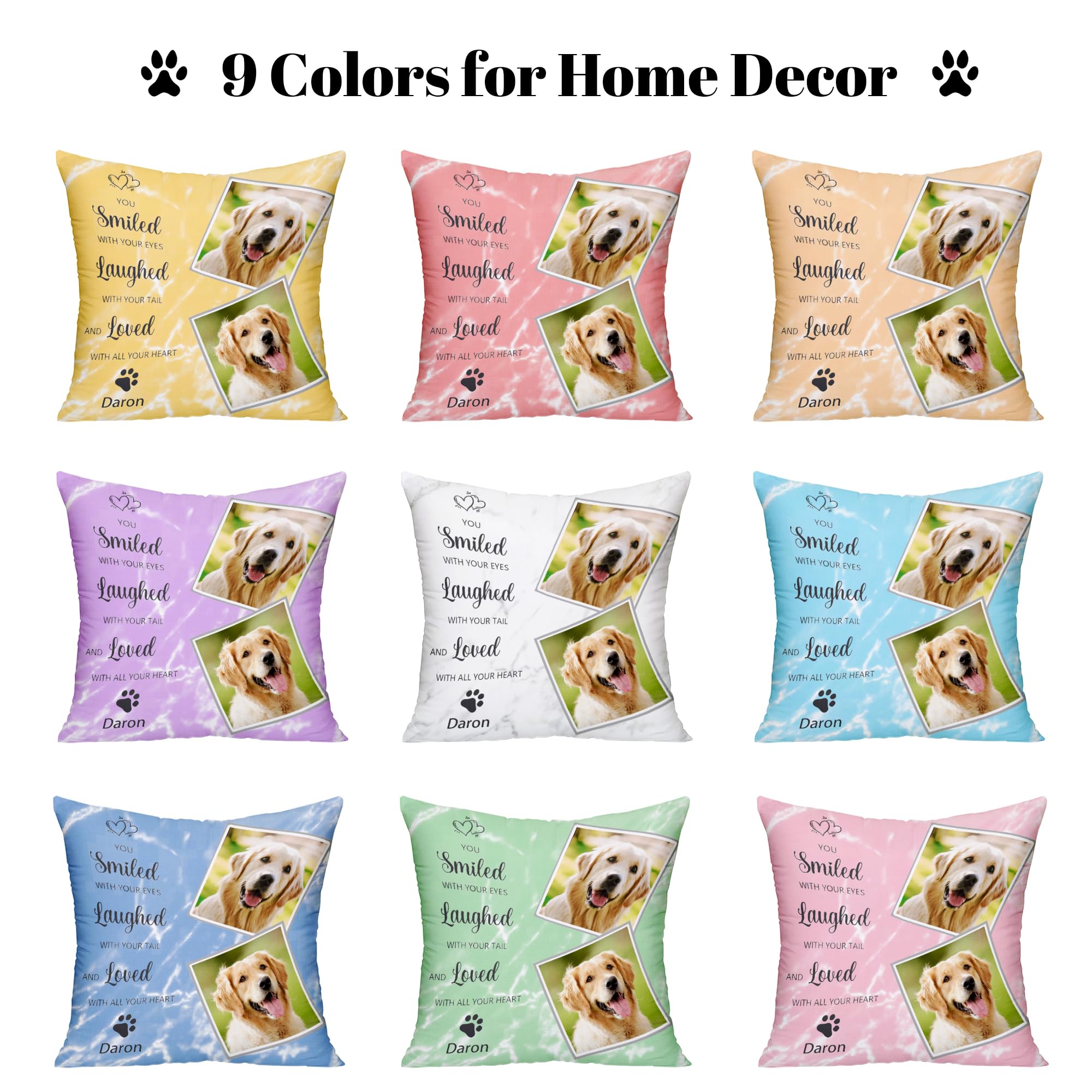 Funny Diy Personalized Dog Memorial Throw Pillows With Pictures Name, Custom Pet Memorial Gifts For Loss Of Dogs, Dog Cat Memori