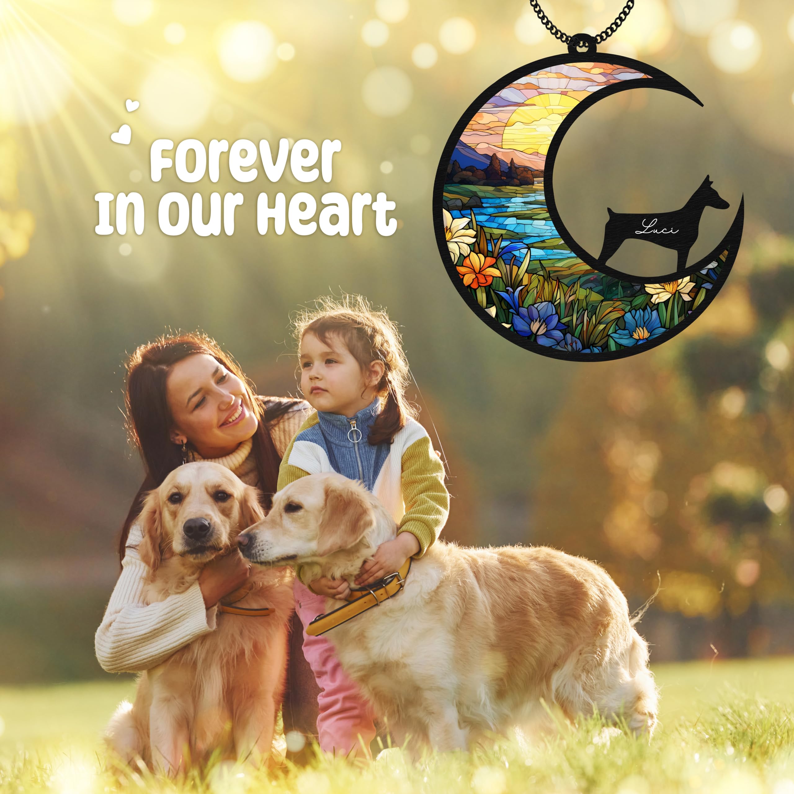 6'' Doberman Pinscher Dog Memorial Suncatcher Custom Name Dog Breed Pet Ornament Window Car Hanging Sympathy Gift For Loss Of Pe