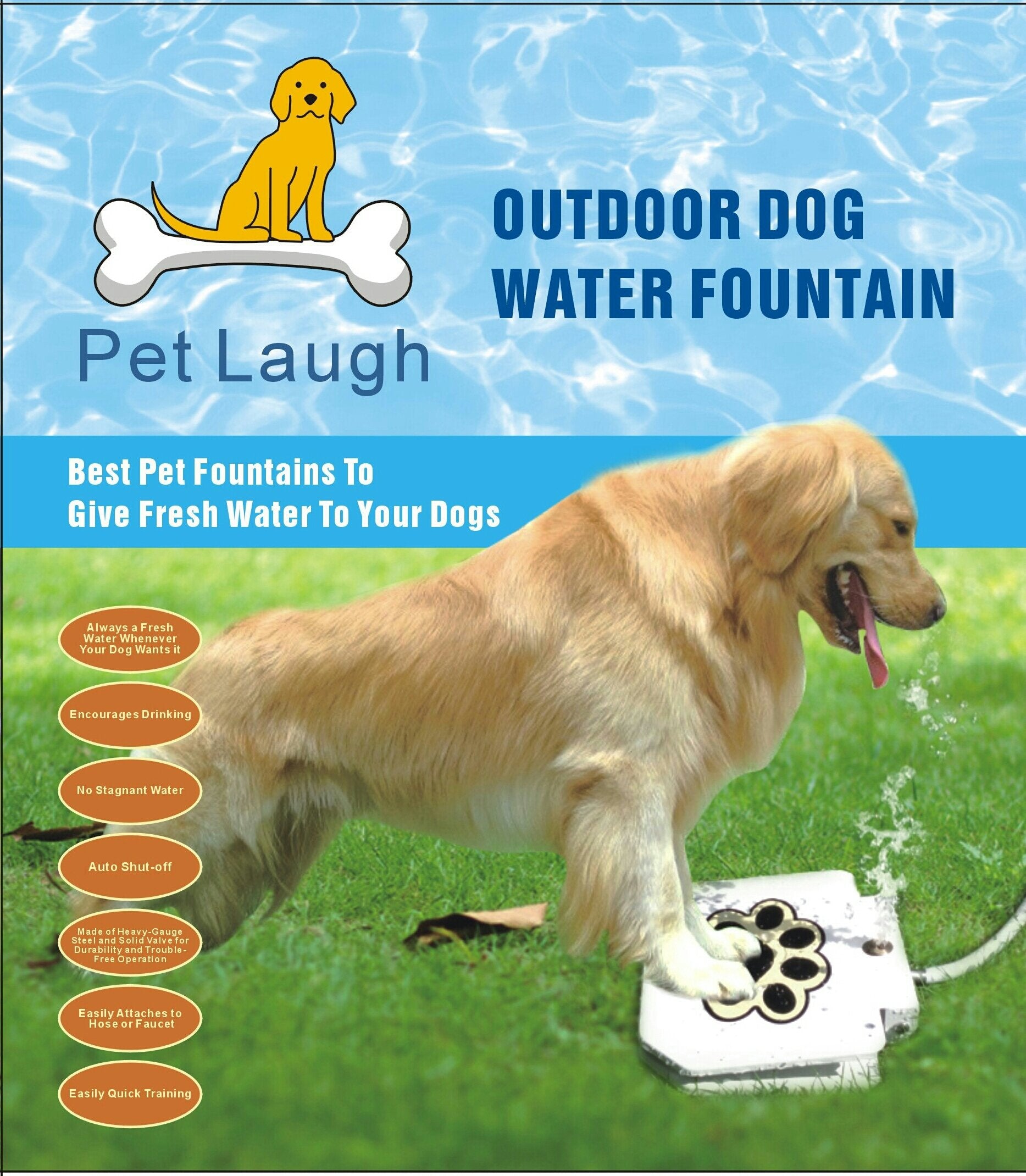 Pet Laugh Updated Version Dog Water Fountain Automatic Dog Waterer Step-On Outdoor Fresh Cold Drinking Water For Dogs, Updated V