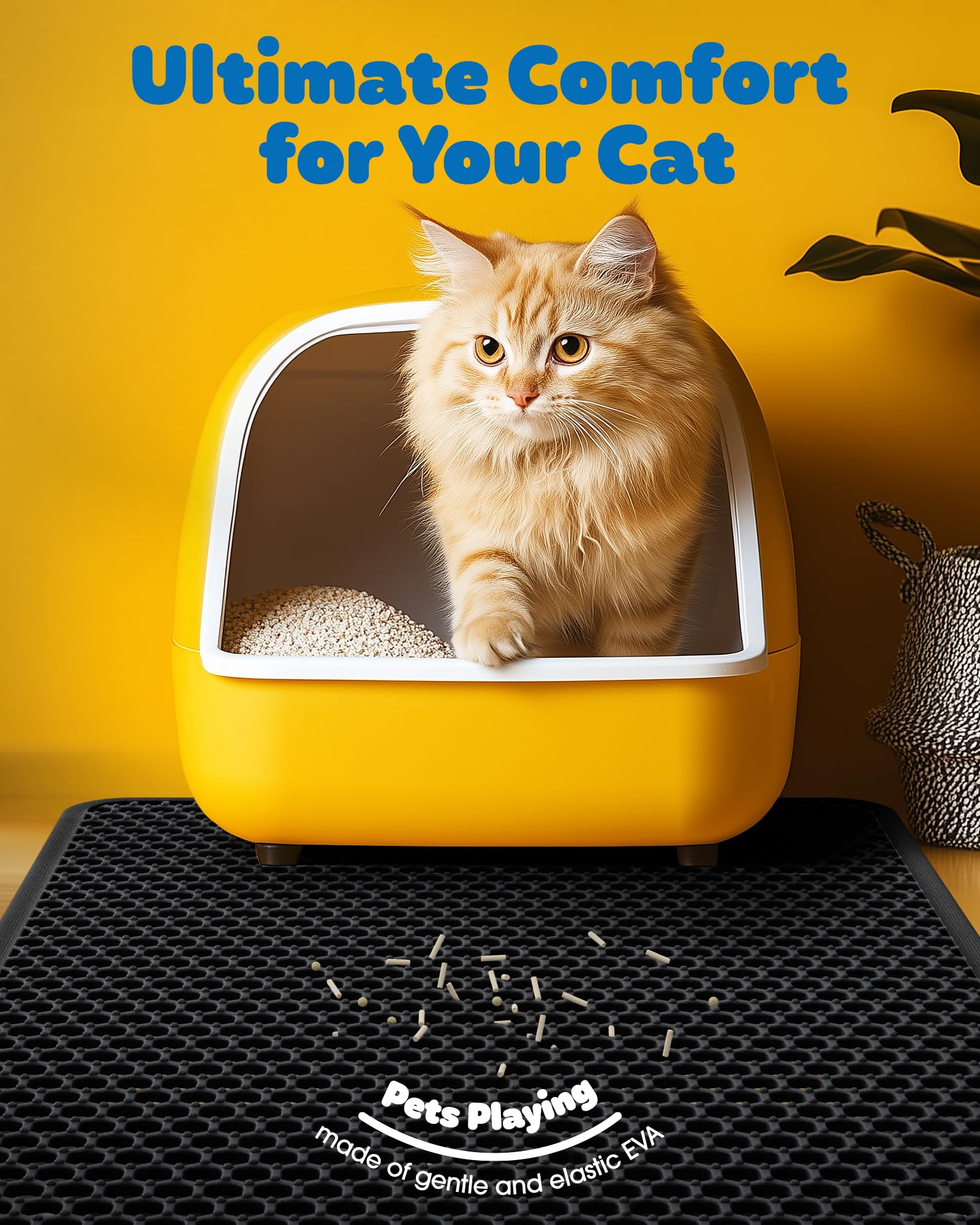 Cat Litter Mat - 23.2'' X 29.1'' Large Litter Trapping Mat, Easy To Clean Litter Box Mat, Waterproof, Urine-Proof, Non-Slip Kitty Litter Mats For Floor, Black