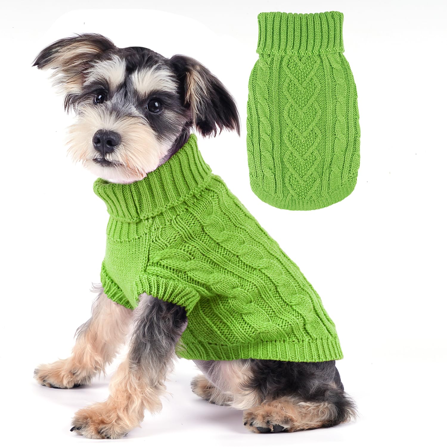 Dog Sweater Warm Dog Clothes for Small Dogs Knitted Turtleneck Small Dog Sweaters Puppy Sweater with Heart Shape Twist Pattern C